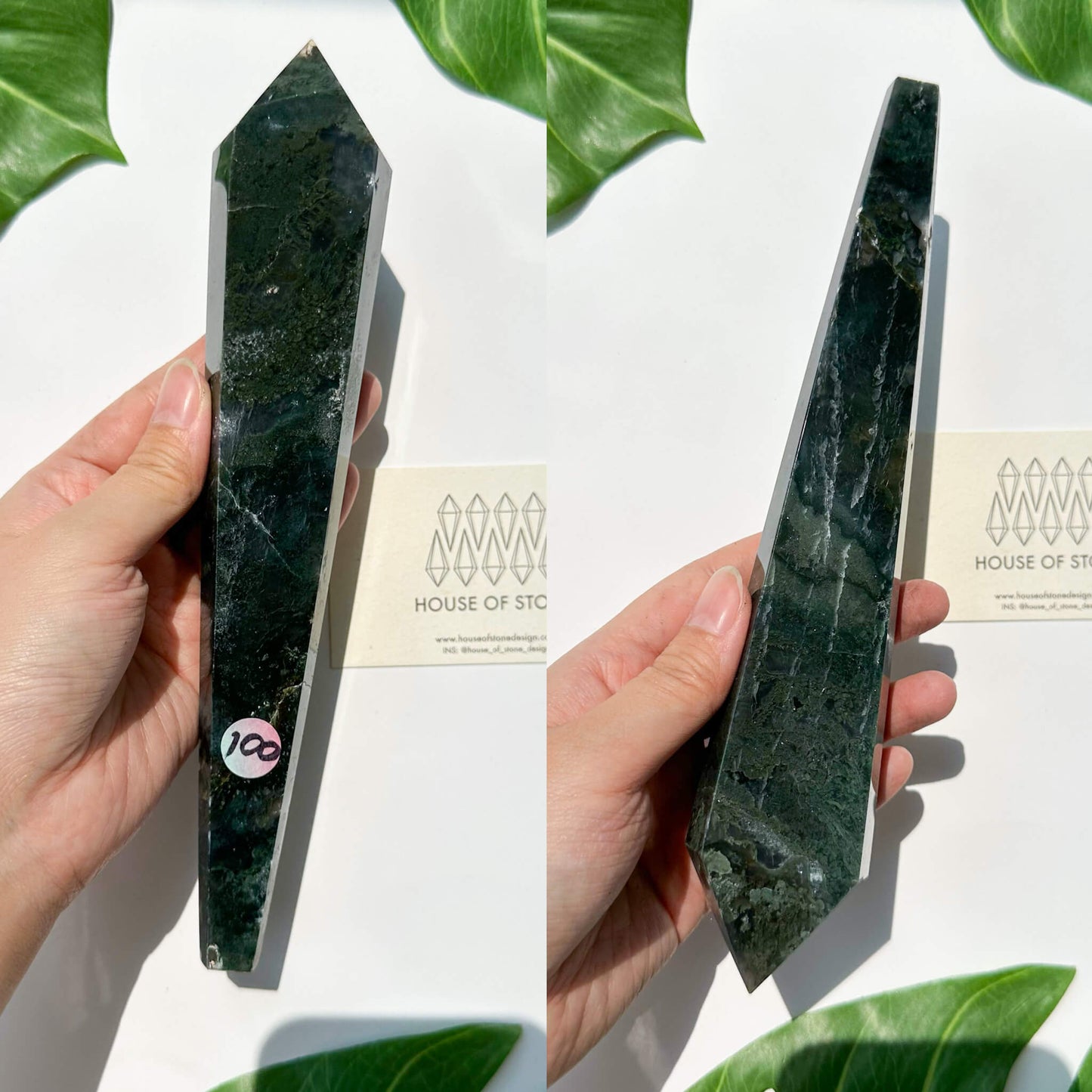 Natural Moss Agate Wand/Druzy Moss Agate Crystal Point Wand/Moss Agate Crystal Handle/Moss Agate Stem/Wedding Bouquet Handle/Heart Chakra Healing/AAA