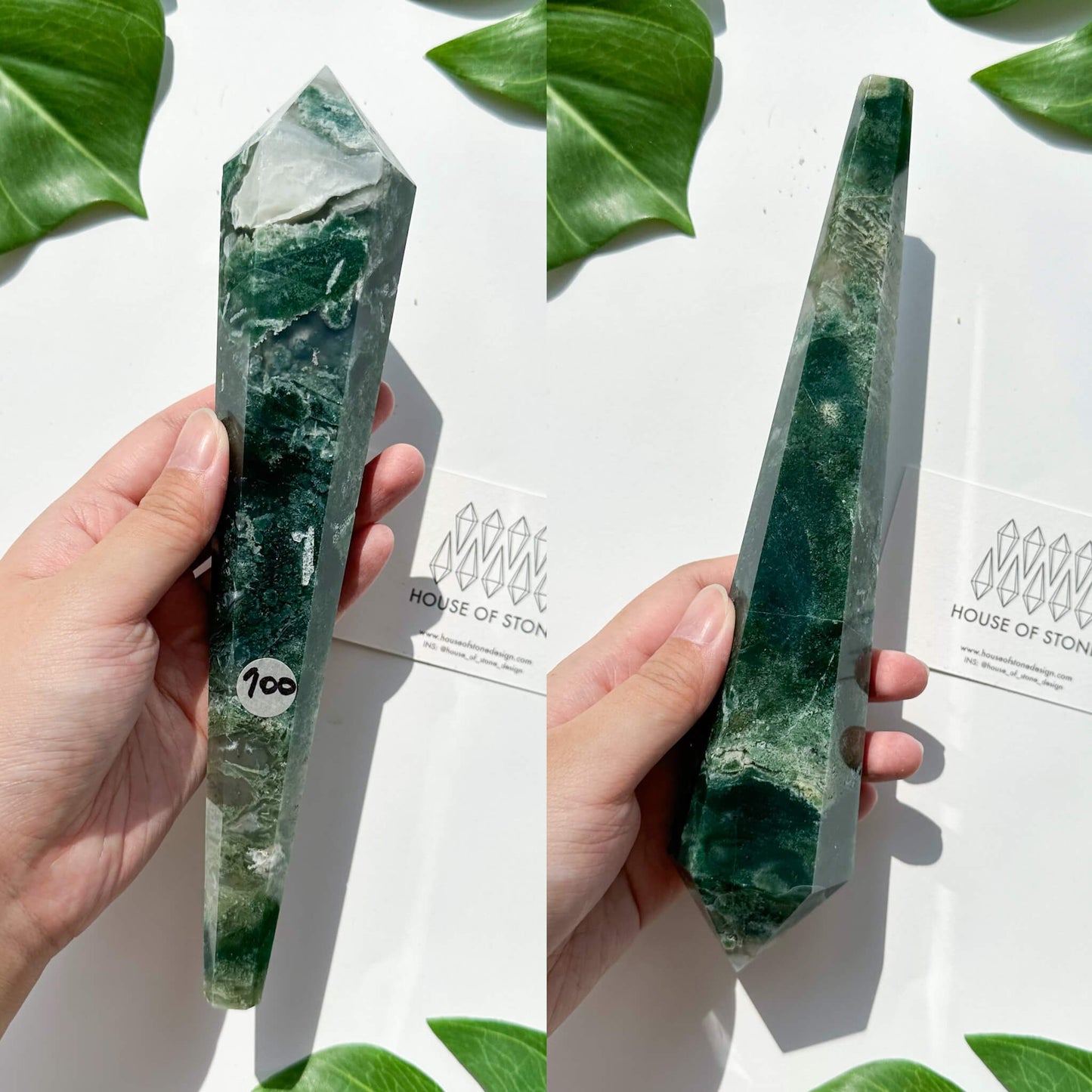 Natural Moss Agate Wand/Druzy Moss Agate Crystal Point Wand/Moss Agate Crystal Handle/Moss Agate Stem/Wedding Bouquet Handle/Heart Chakra Healing/AAA