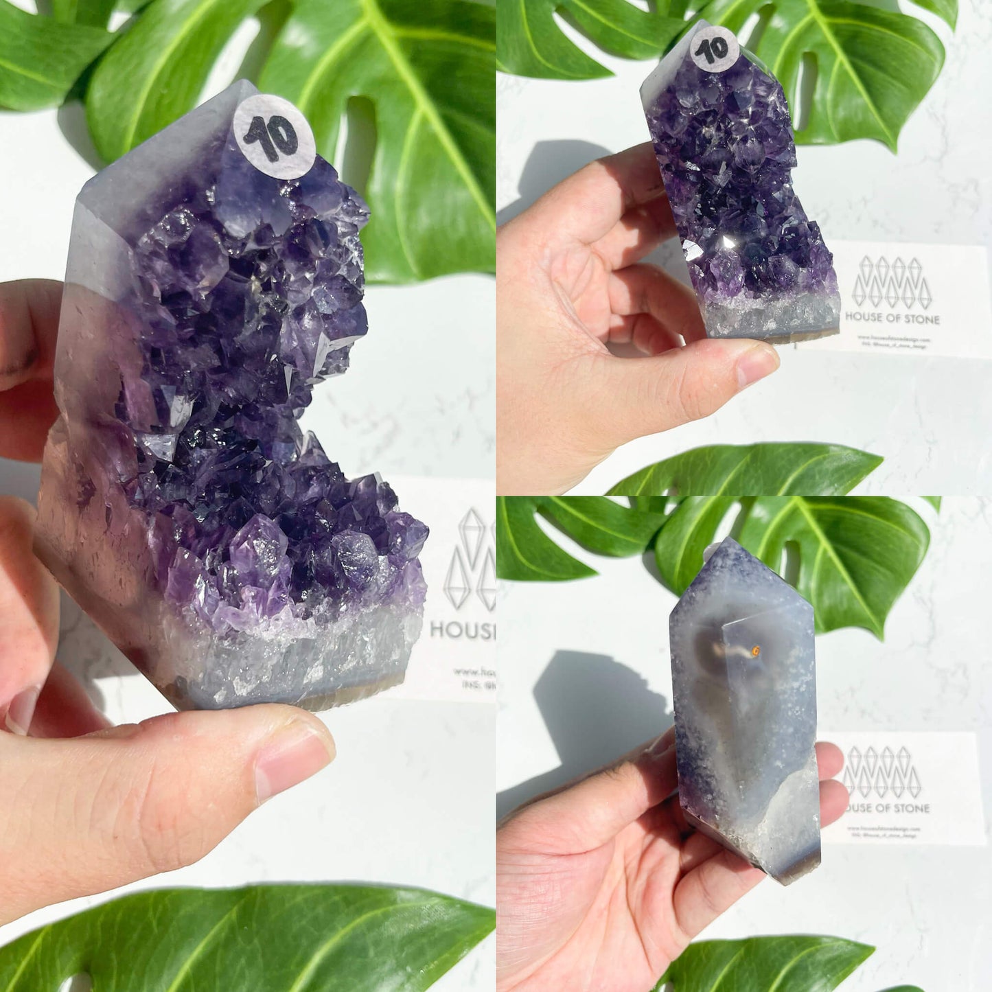 Natural Raw Amethyst Point Tower/Amethyst Cluster Rainbow Crystal Tower/Druzy Amethyst Geode Tower/Meditation Tool/Crown Chakra Healing/AAA