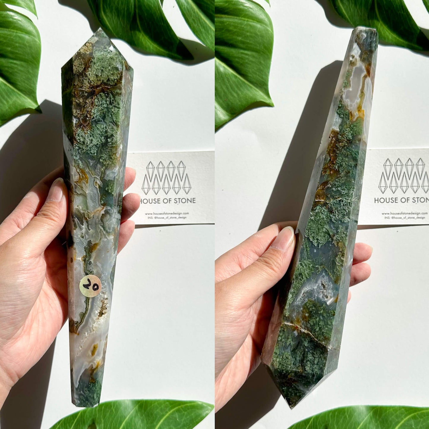 Natural Moss Agate Wand/Druzy Moss Agate Crystal Point Wand/Moss Agate Crystal Handle/Moss Agate Stem/Wedding Bouquet Handle/Heart Chakra Healing/AAA