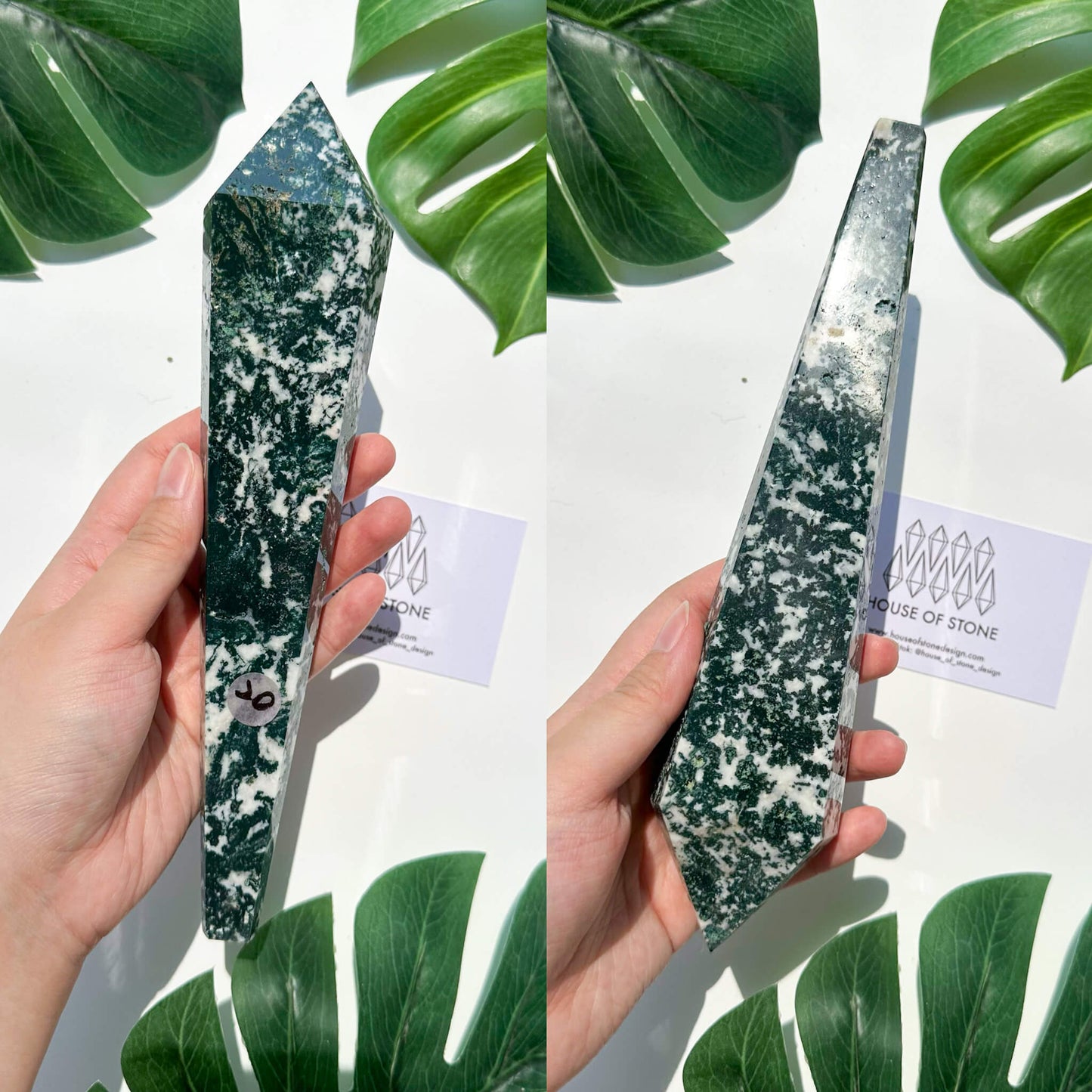 Natural Moss Agate Wand/Druzy Moss Agate Crystal Point Wand/Moss Agate Crystal Handle/Moss Agate Stem/Wedding Bouquet Handle/Heart Chakra Healing/AAA
