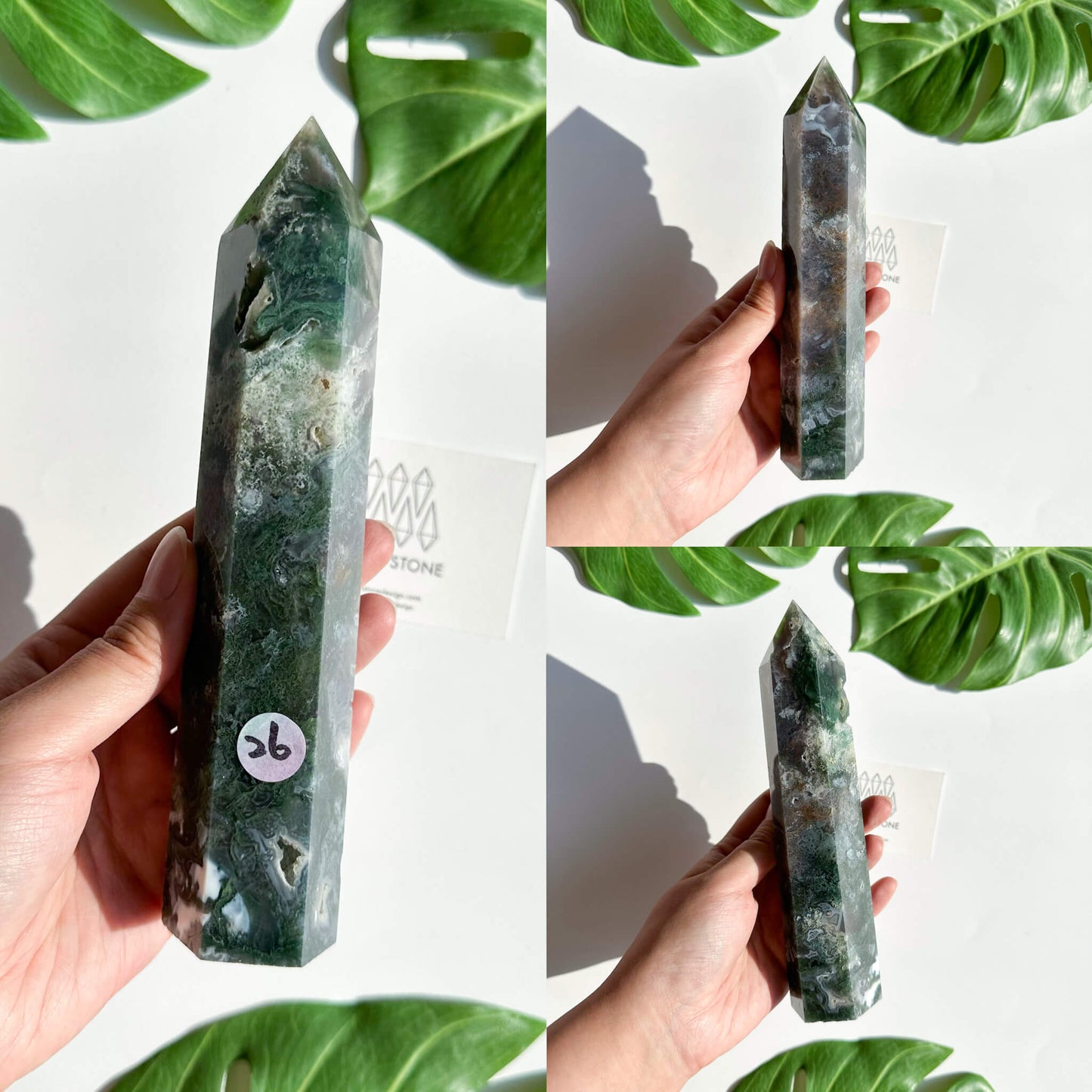 Natural Large Druzy Moss Agate Point Obelisk/Rare Moss Agate Geode Tower/Druzy Quartz Moss Agate Tower/Heart Chakra Healing/AAA