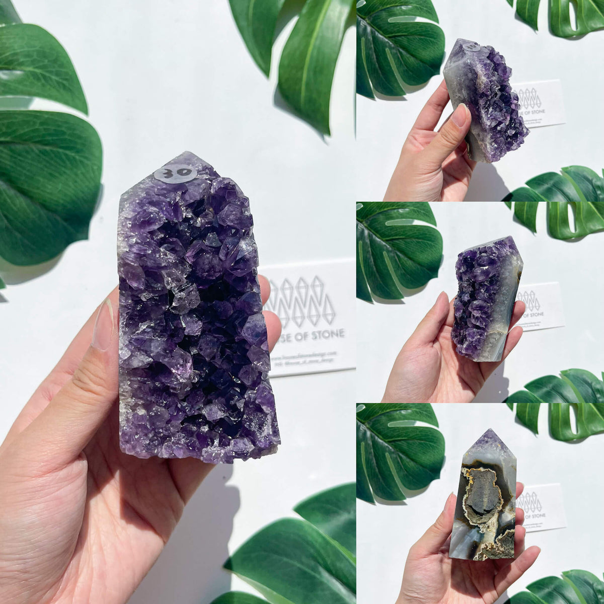 Natural Raw Amethyst Point Tower/Amethyst Cluster Rainbow Crystal Tower/Druzy Amethyst Geode Tower/Meditation Tool/Crown Chakra Healing/AAA