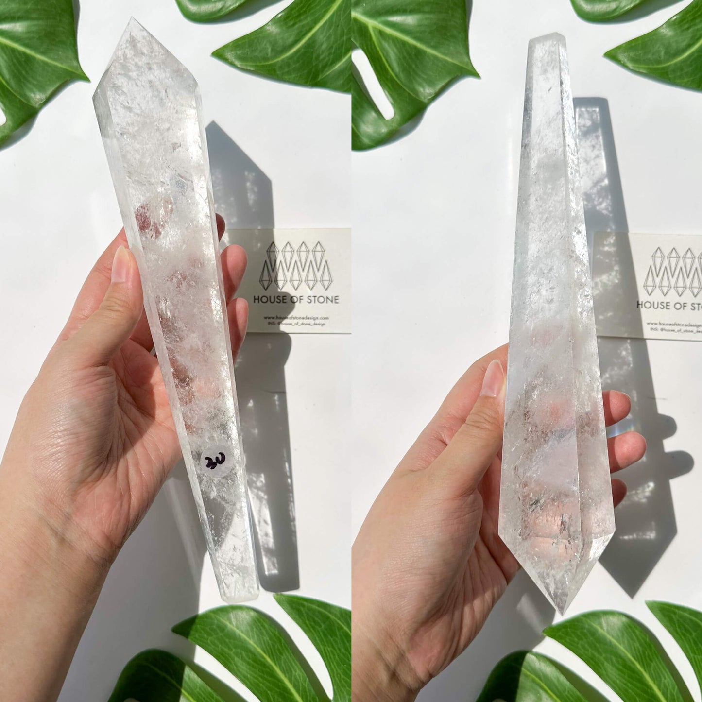 Natural Clear Quartz Point Wand/Clear Quartz Rainbow Crystal Wand/Clear Quartz Handle/Crystal Stem/Crown Chakra Healing/Meditation Tool/AAA