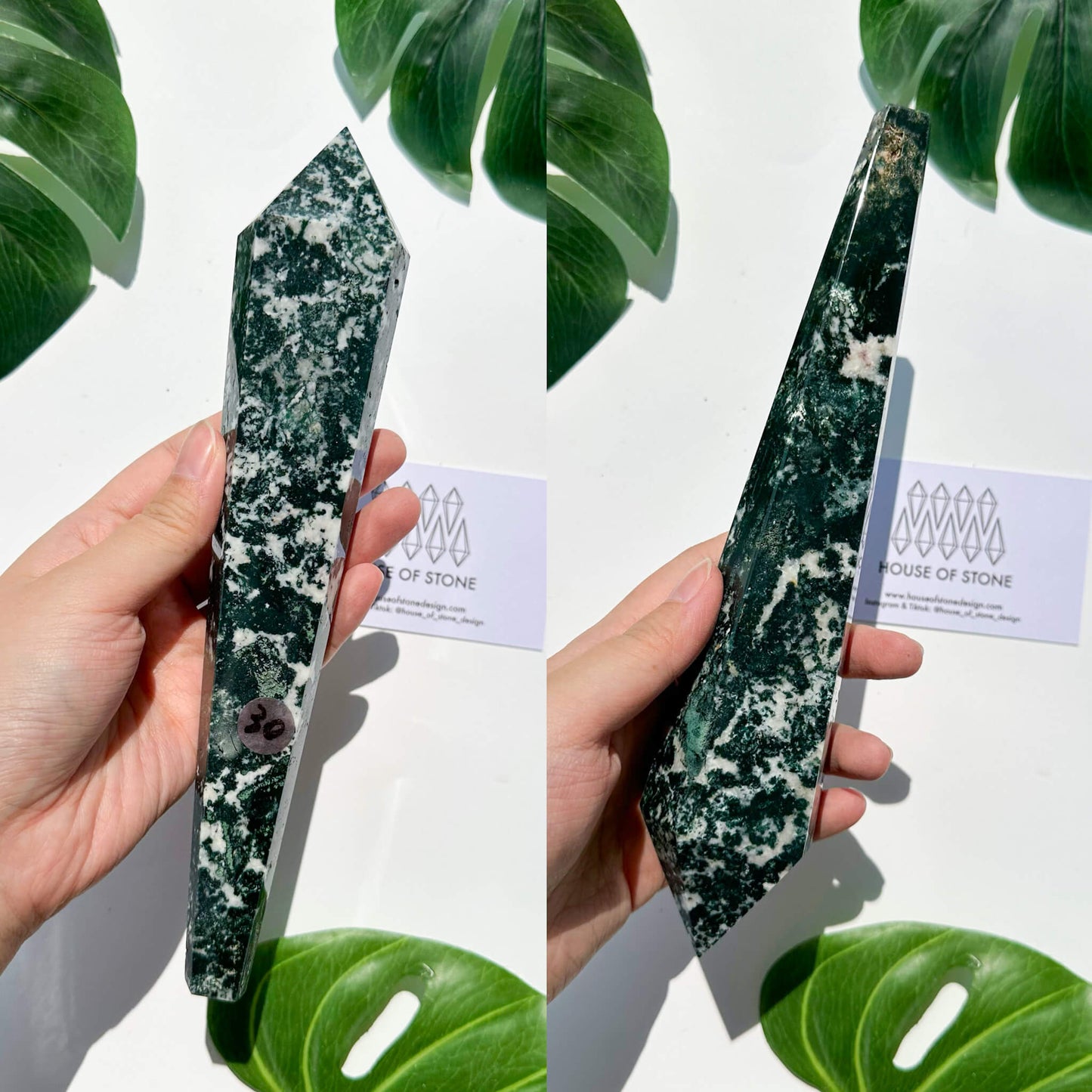 Natural Moss Agate Wand/Druzy Moss Agate Crystal Point Wand/Moss Agate Crystal Handle/Moss Agate Stem/Wedding Bouquet Handle/Heart Chakra Healing/AAA
