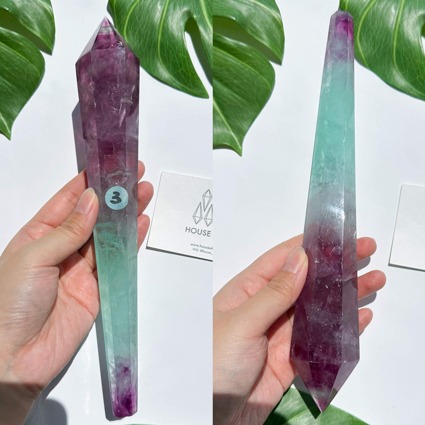 Large Rainbow Fluorite Wand/Natural Rainbow Green Fluorite Wand/Fluorite Point Wand/Crystal Wand/Fluorite Handle/Fluorite Stem/Heart Chakra Healing/AAA
