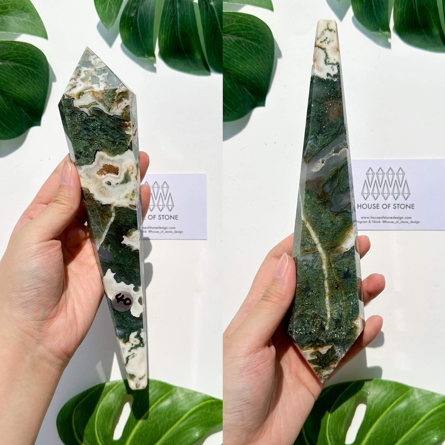 Natural Moss Agate Wand/Druzy Moss Agate Crystal Point Wand/Moss Agate Crystal Handle/Moss Agate Stem/Wedding Bouquet Handle/Heart Chakra Healing/AAA