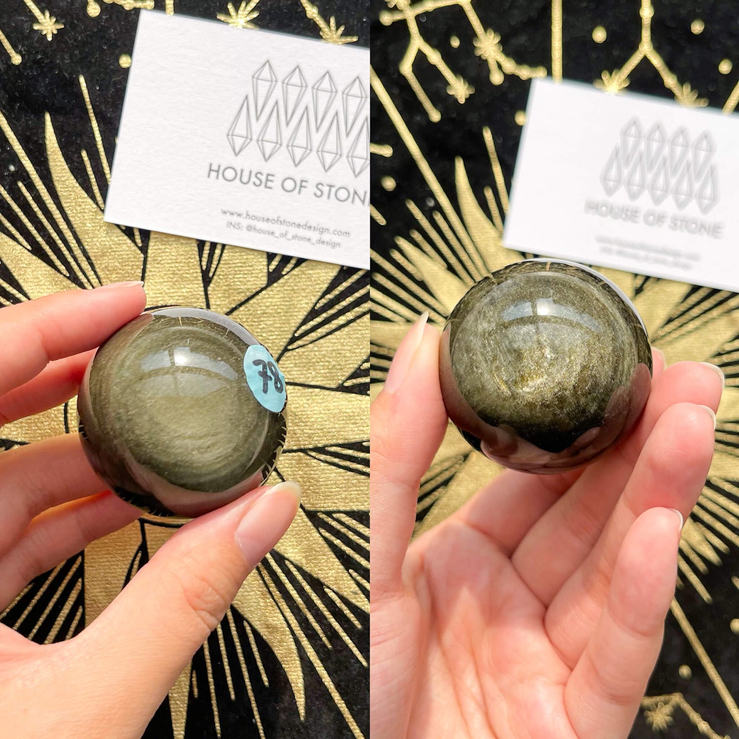 Natural Rare Gold Sheen Obsidian/Large Gold Obsidian Sphere/AAA