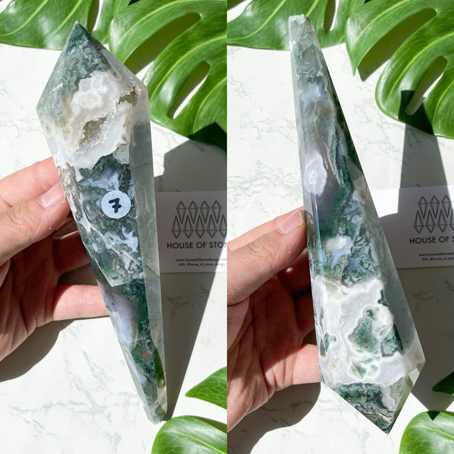 Natural Moss Agate Wand/Druzy Moss Agate Crystal Point Wand/Moss Agate Crystal Handle/Wedding Bouquet Handle/Heart Chakra Healing/AAA