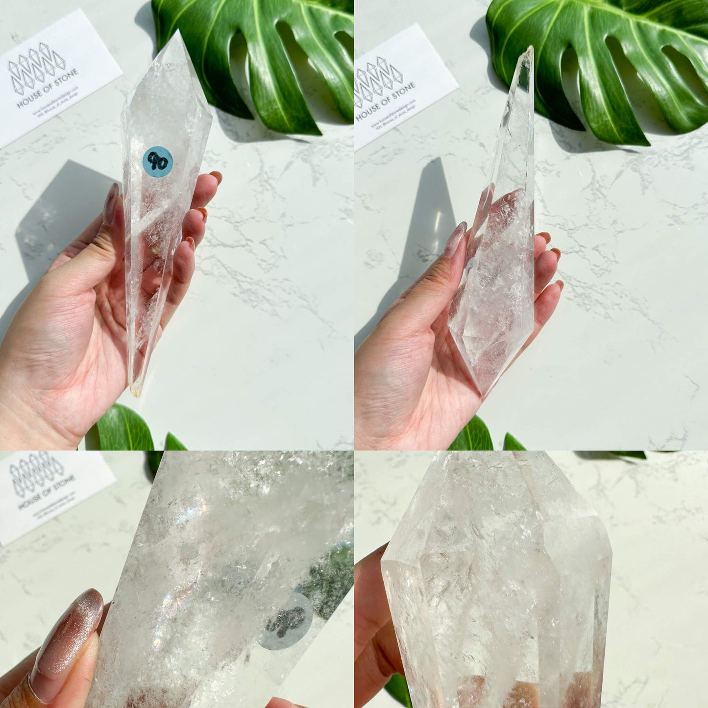 Natural Clear Quartz Point Wand/Clear Quartz Rainbow Crystal Wand/Clear Quartz Handle/Crown Chakra Healing/Meditation Tool/AAA