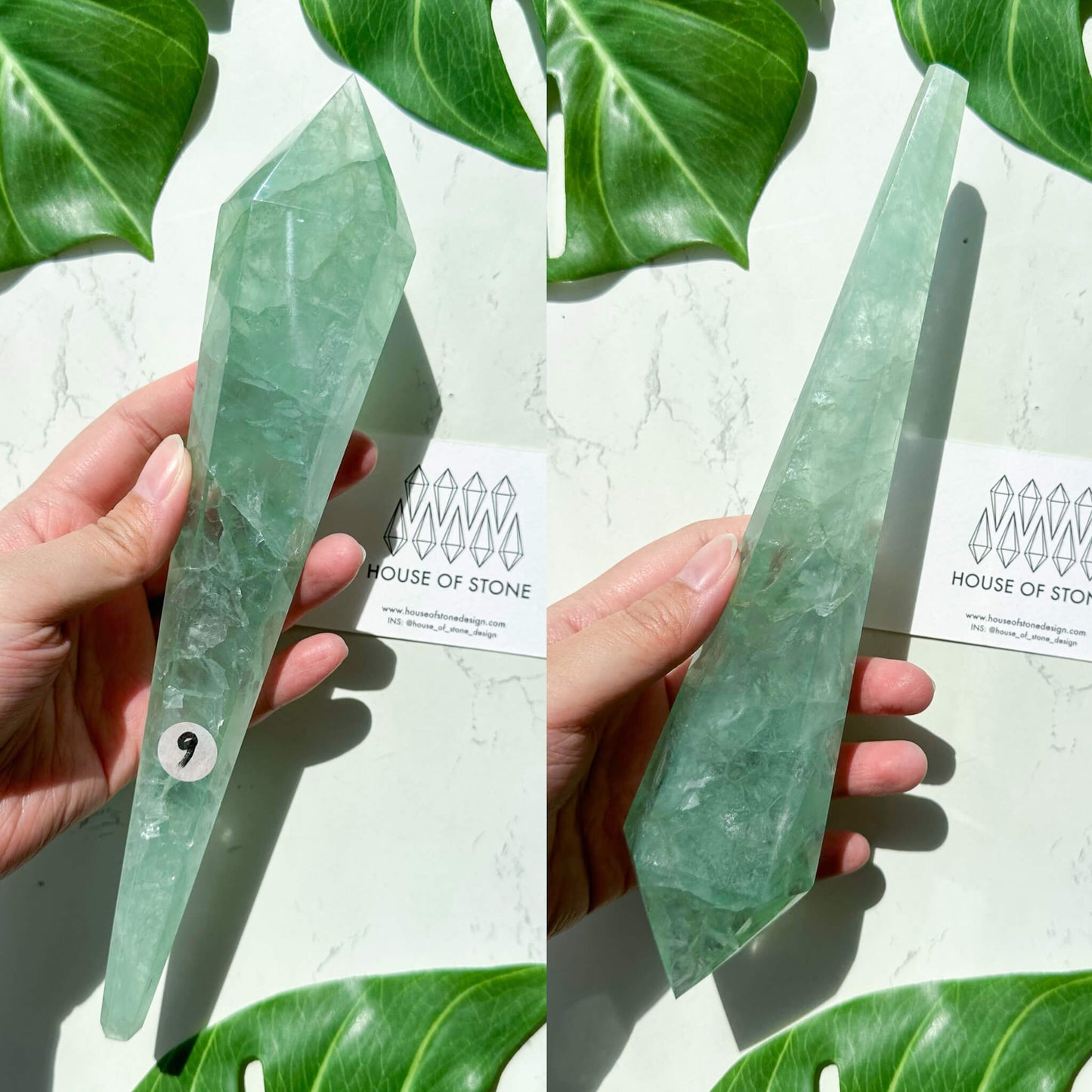 Large Rainbow Fluorite Wand/Natural Rainbow Green Fluorite Wand/Fluorite Point Wand/Crystal Wand/Fluorite Handle/Fluorite Stem/Heart Chakra Healing/AAA
