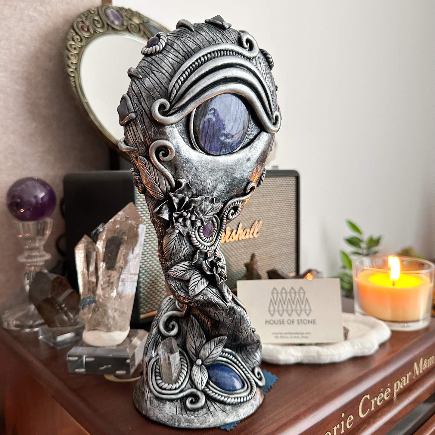Handmade Natural Black Obsidian Mirror/Magic Obsidian Witch/Crystal Quartz with Base/Scrying Mirror/Root Chakra/Manifest Altar Tool