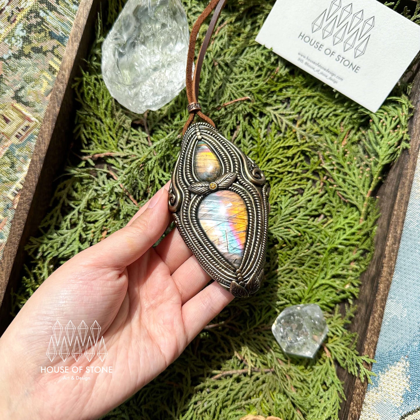 Natural Handmade Labradorite Pendant Necklace/Magic Labradorite Crystal Double-sided Pendant/Labradorite Jewelry/Chakra/Altar Tool