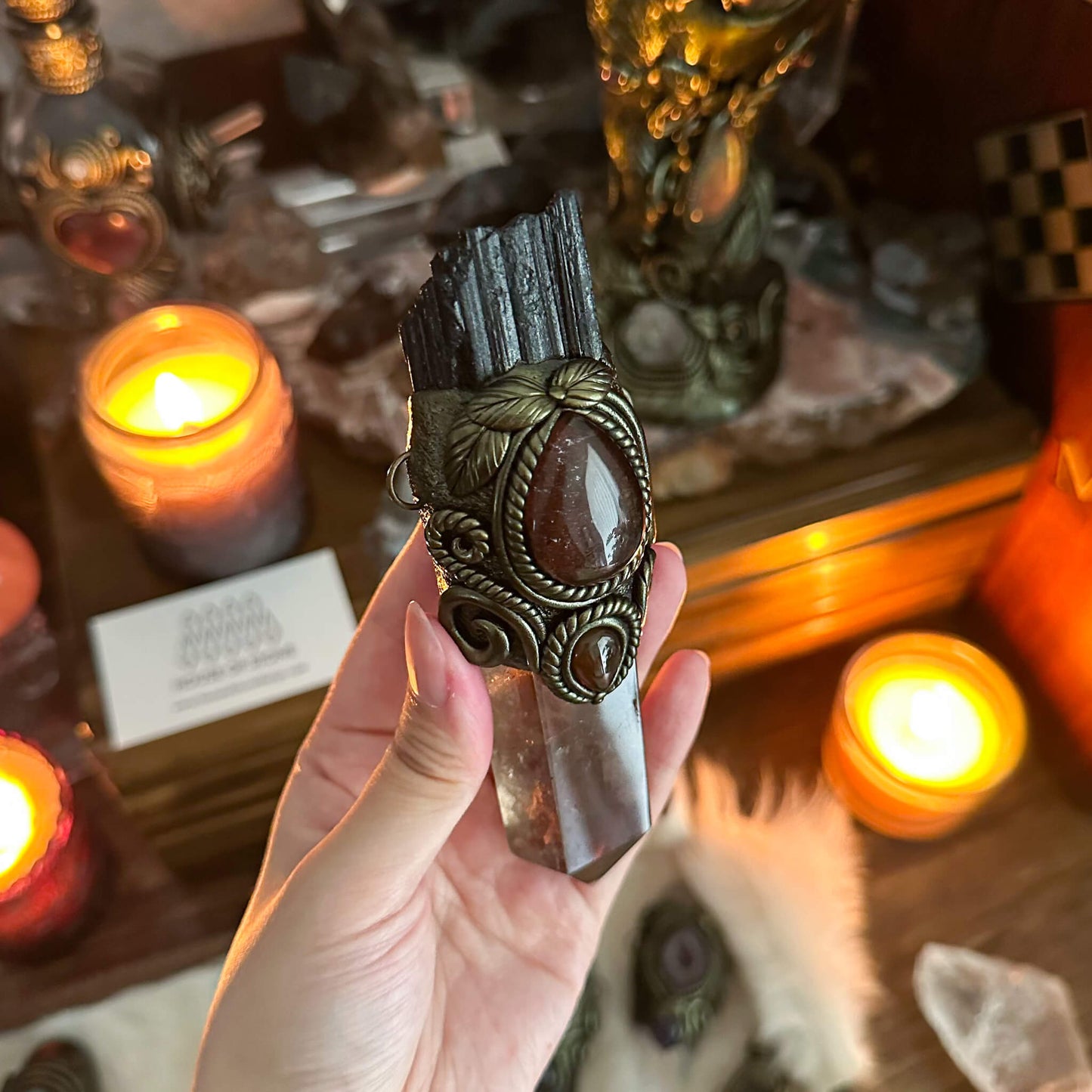 Handmade Natural Smoky Quartz Pendant Necklace/Magic Black Tourmaline Crystal Protection Pendant/Talisman Amulet Jewelry/Chakra/Altar Tool