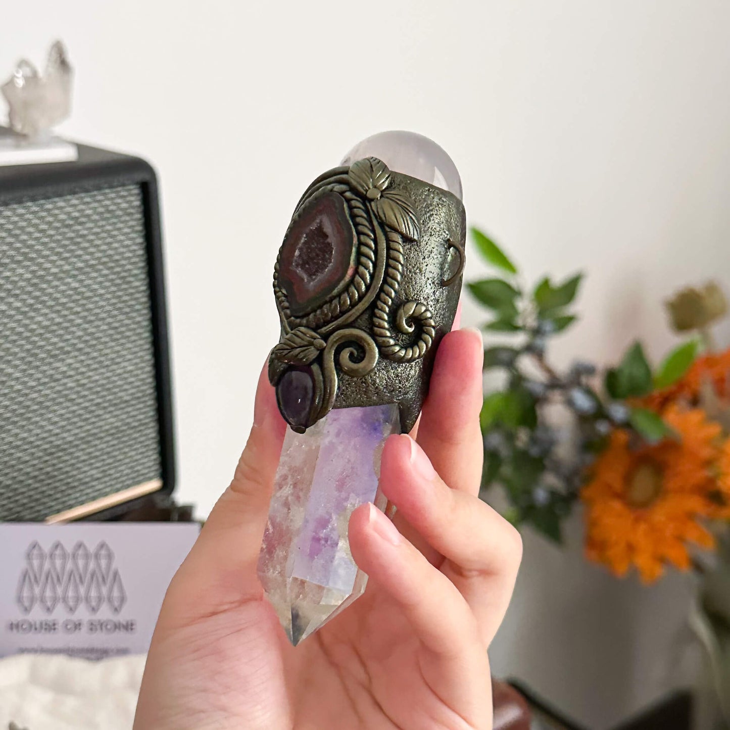 Handmade Natural Aura Clear Quartz Pendant Necklace/Magic Rose Quartz Crystal Protection Pendant/Amulet Talisman Jewelry/Chakra/Altar Tool
