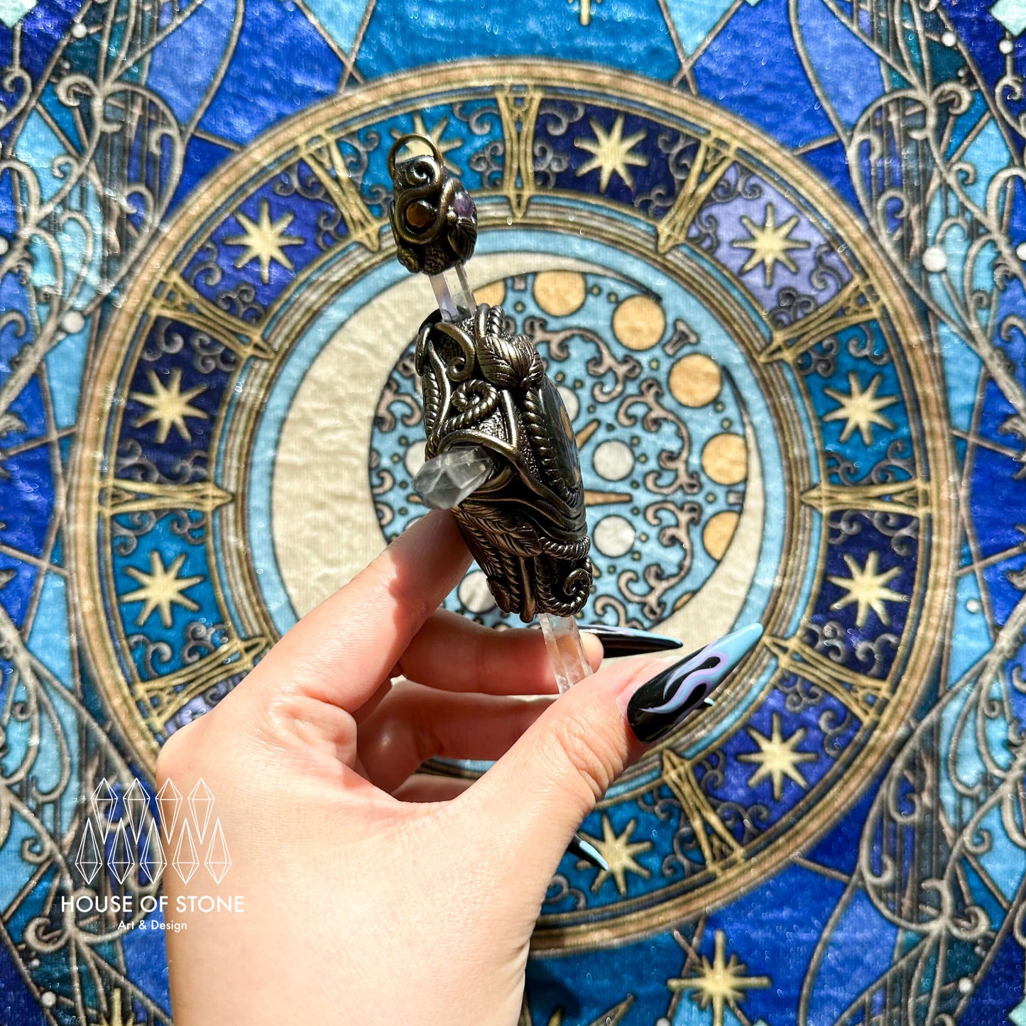 Handmade Natural Clear Quartz Pendant Necklace/Magic Crystal Protection Pendant/Labradorite Jewelry/Chakra/Crystal Cross Necklace/Altar Tool