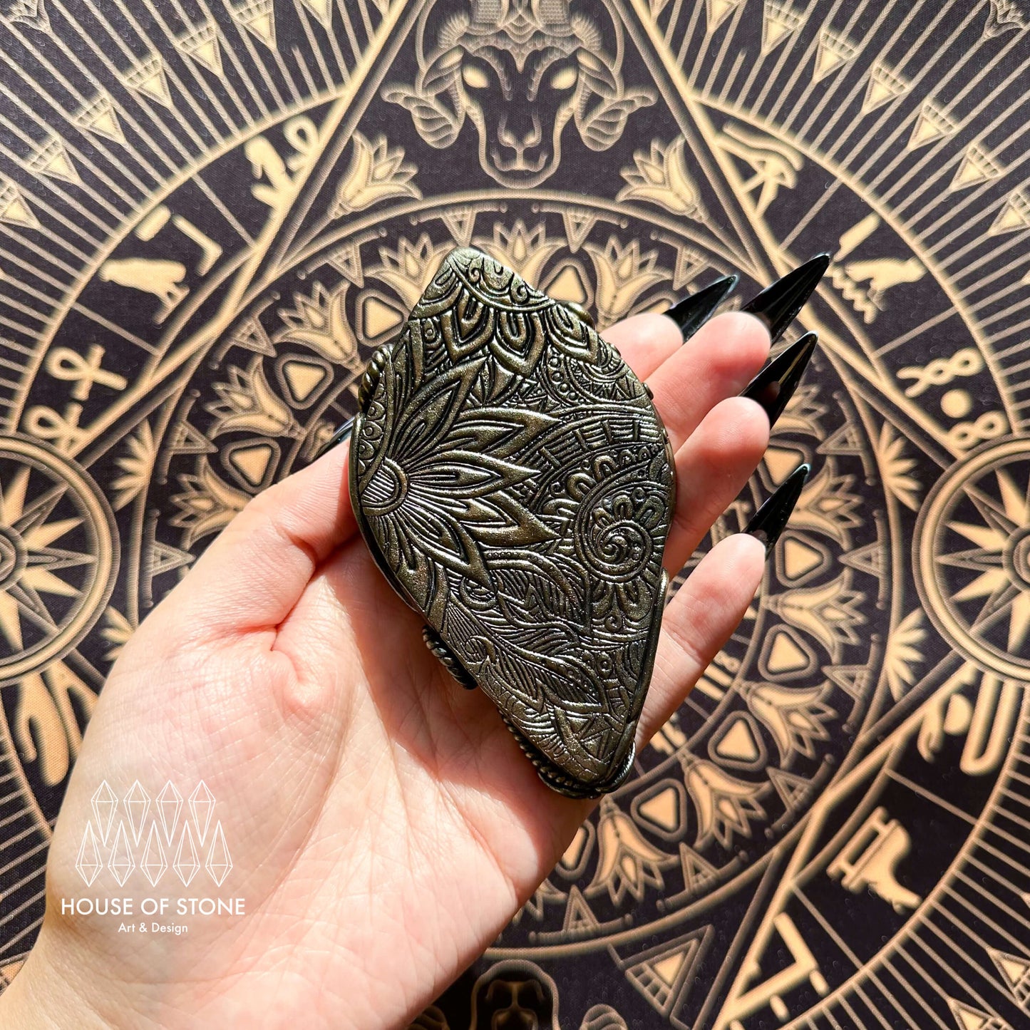 Handmade Natural Black Obsidian Pendant Necklace/Magic Obsidian Mirror Crystal Pendant/Scrying Mirror Labradorite Protection Jewelry/Altar Tool