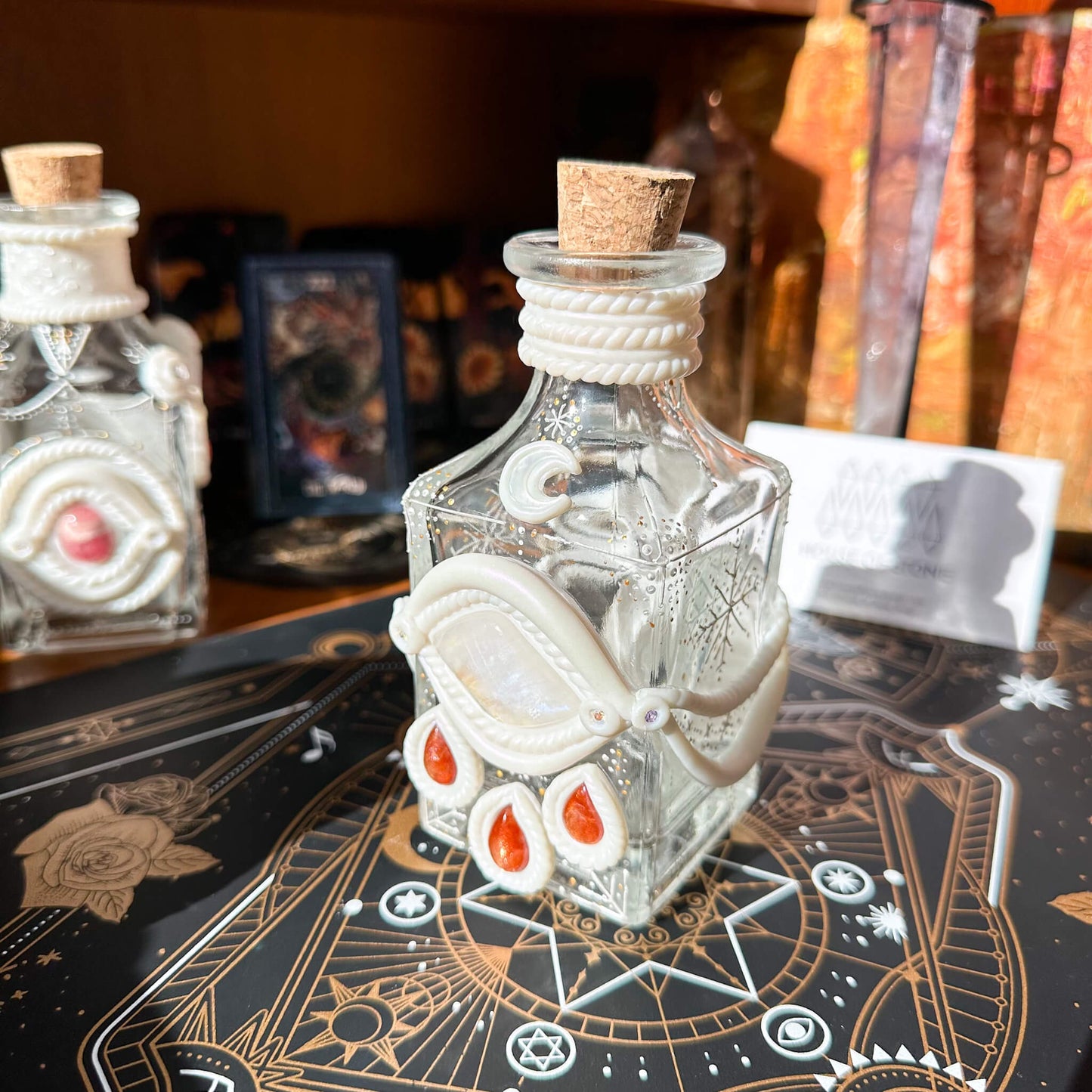 Handmade Natural Crystal Spell Jar/Apothecary Spell Jar/Magic Potion Bottle/Witch Apothecary Bottle/Large Wish bottle/Intention bottle