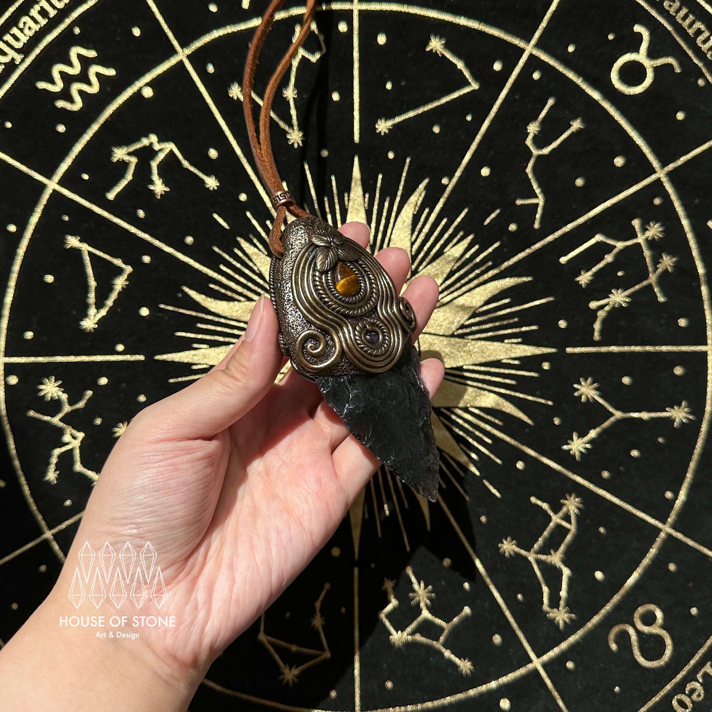 Natural Handmade Smoky Quartz Arrowhead Pendant Necklace/Magic Crystal Double-sided Pendant/Labradorite Amethyst Jewelry/Chakra/Altar Tool