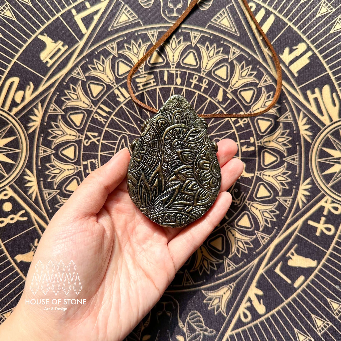Handmade Natural Black Obsidian Pendant Necklace/Magic Obsidian Mirror Crystal Pendant/Scrying Mirror Talisman Protection Jewelry/Altar Tool