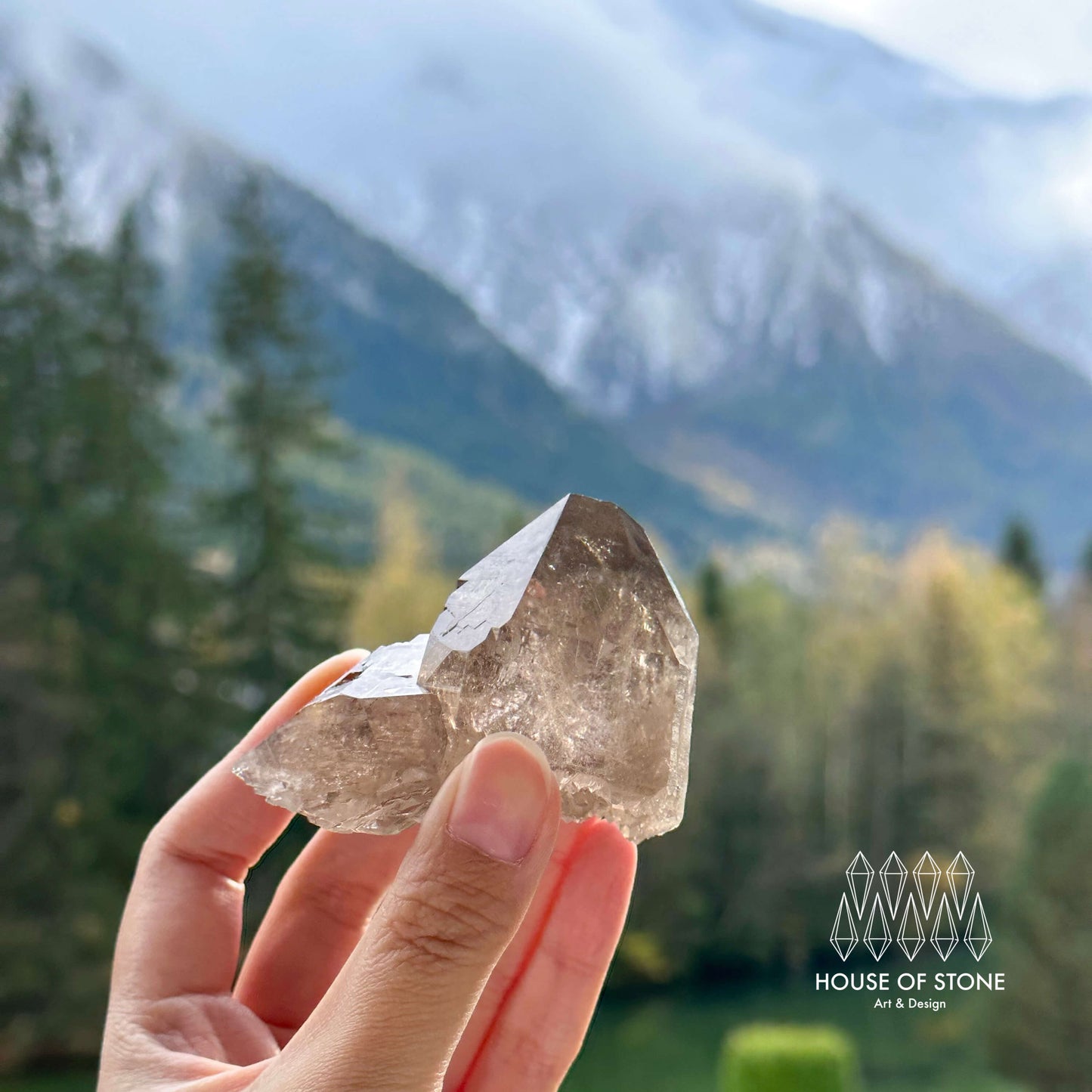Alpine Mineral Smoky Quartz Floater Point Cluster Specimen/Swiss Cluster Apls/Double Terminated Quartz Cluster4