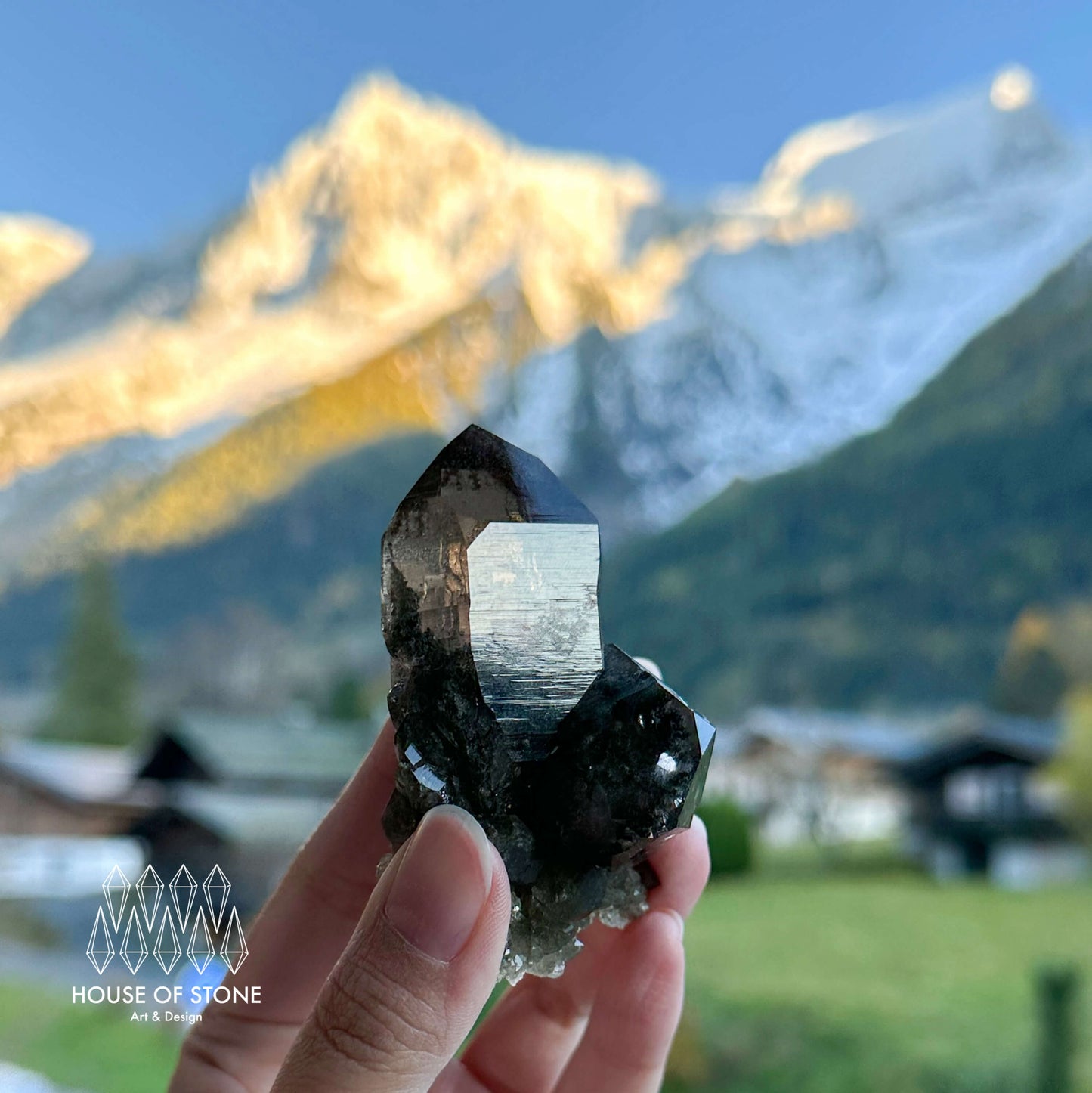 Alpine Mineral Dark Smoky Quartz Point Cluster Specimen/Small Swiss Cluster Apls/Double Terminated Quartz Cluster5