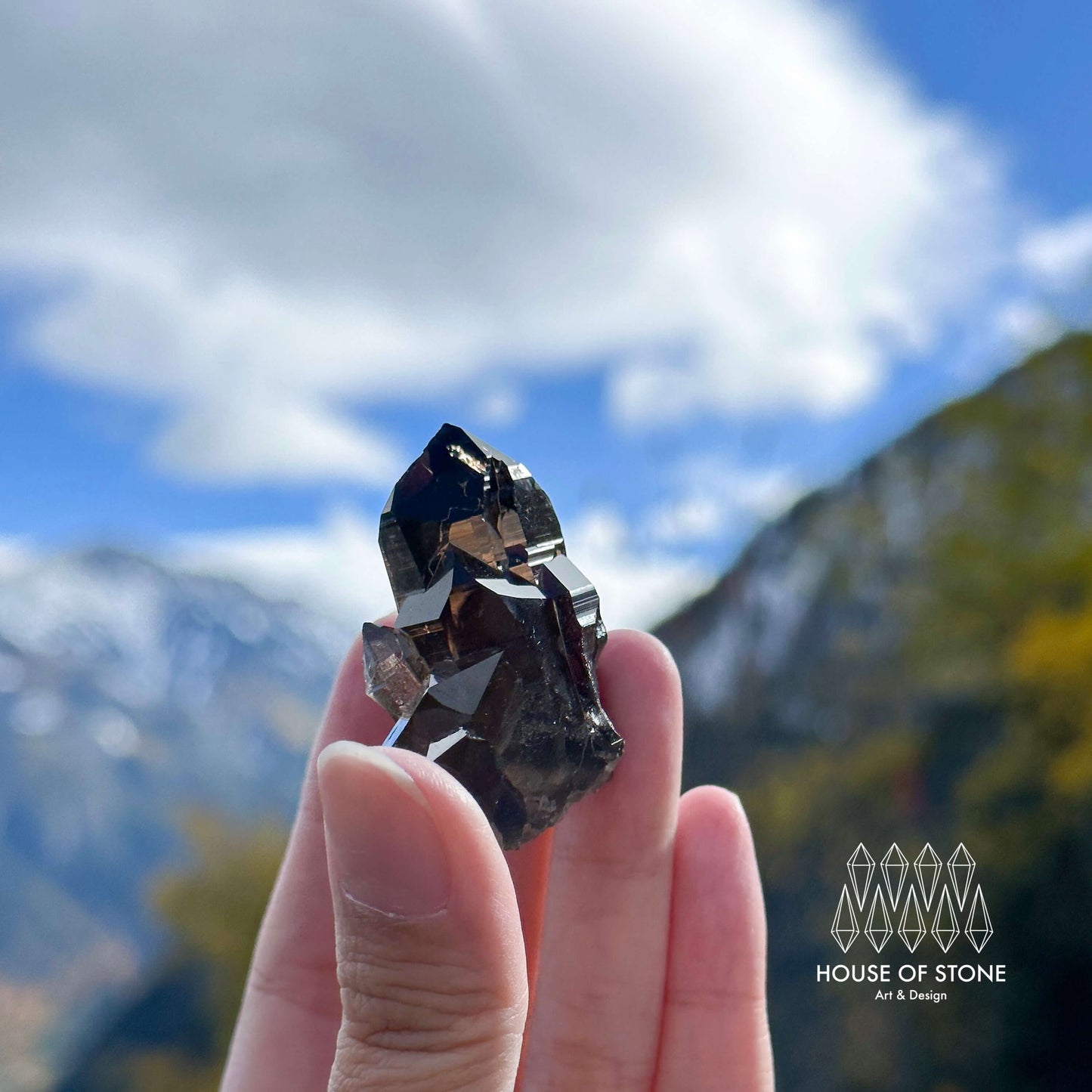 Alpine Mineral Morion Smoky Quartz Point Cluster Specimen/Small Swiss Cluster Apls/Double Terminated Quartz Cluster4