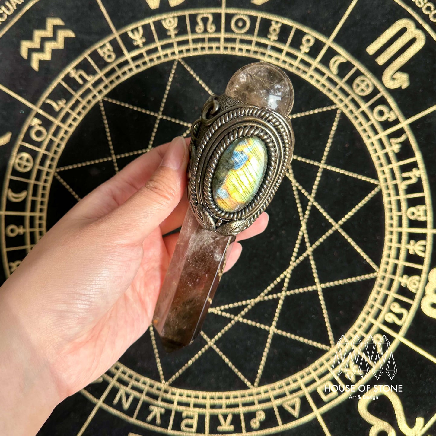 Handmade Natural Smoky Quartz Pendant Necklace/Magic Crystal Pendant/Ammonite Necklace/Talisman Jewelry/Root Chakra/Manifest Altar Tool