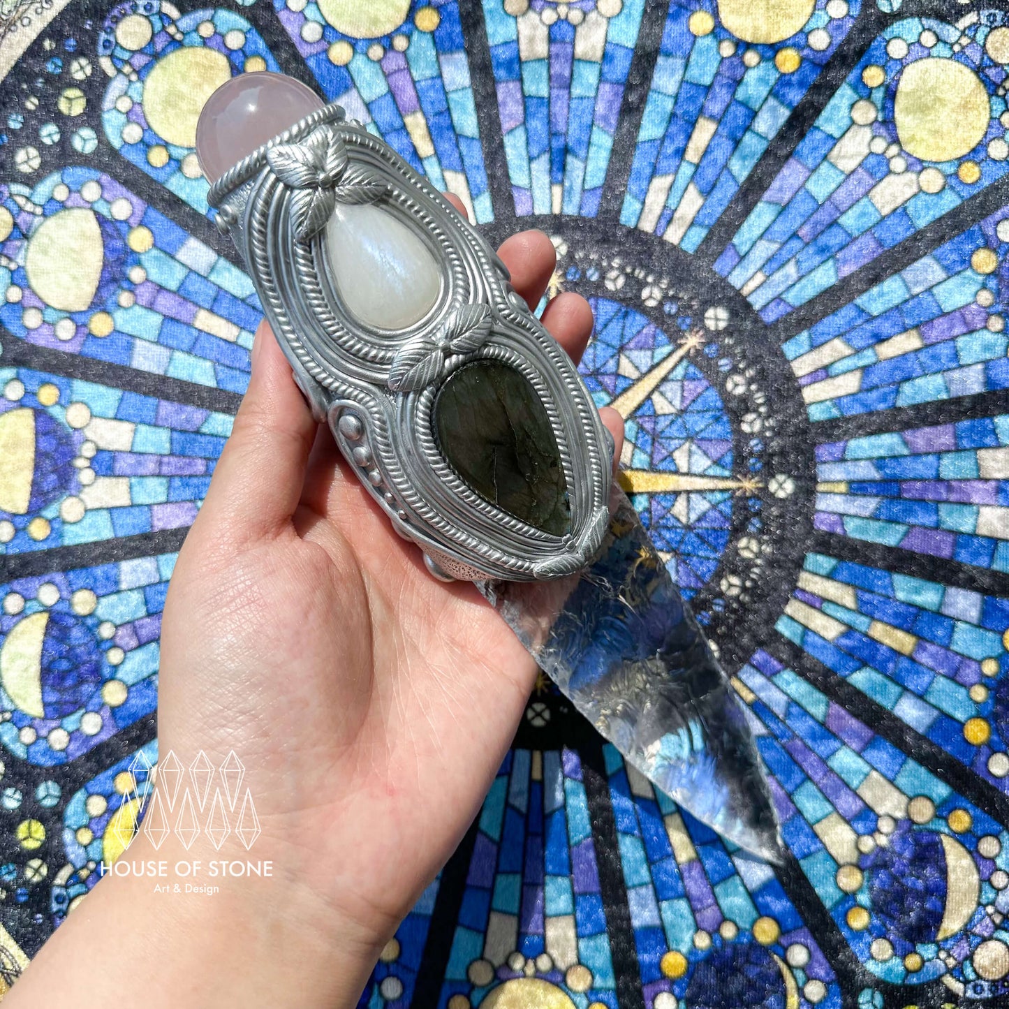 Natural Handmade Crystal Clear Quartz Witch Knife/Magic Crystal Knife/Crystal Dagger/Crown Chakra/Boho Wand/Ceremonial Knife/Altar Tool