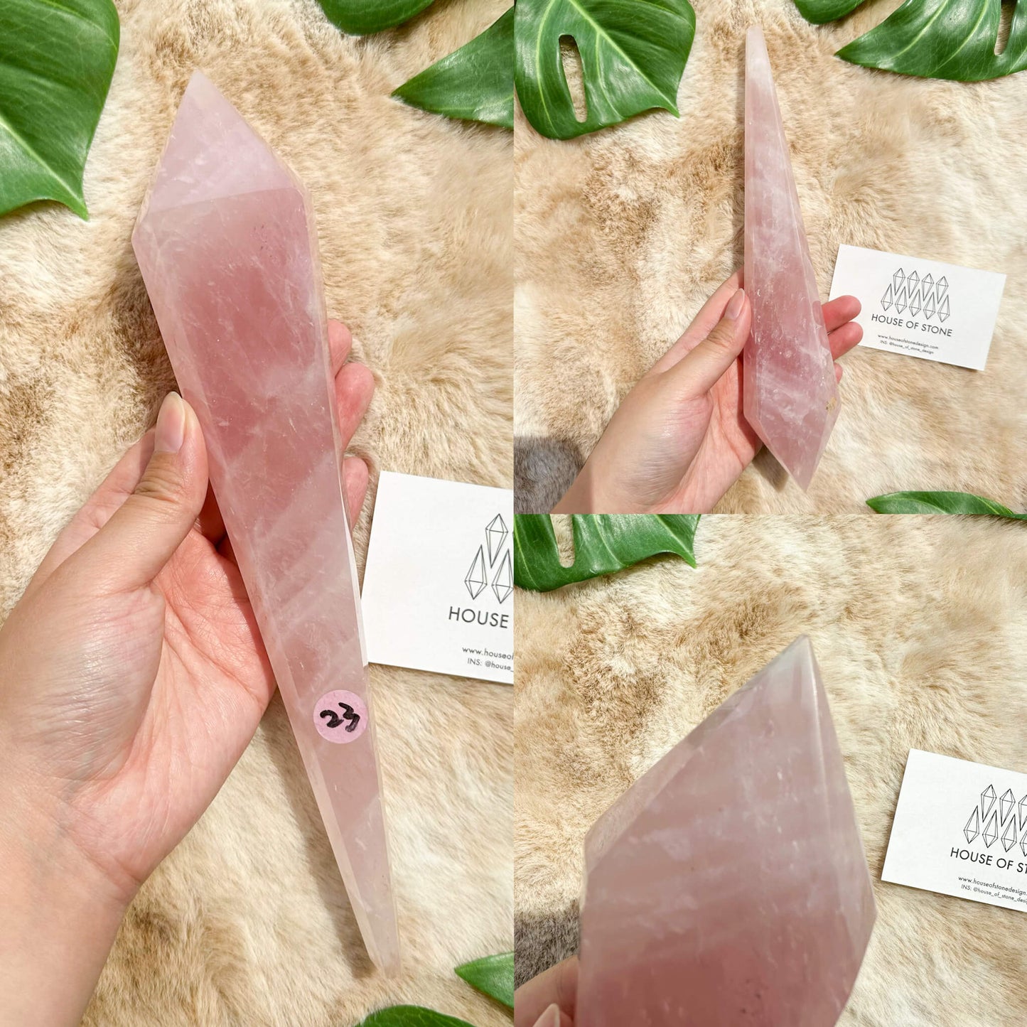 Natural Rose Quartz Wand/Rose Quartz Crystal Point Wand/Rose Quartz Crystal Handle/Rose Quartz Stem/Wedding Bouquet Handle/Heart Chakra Healing/AAA