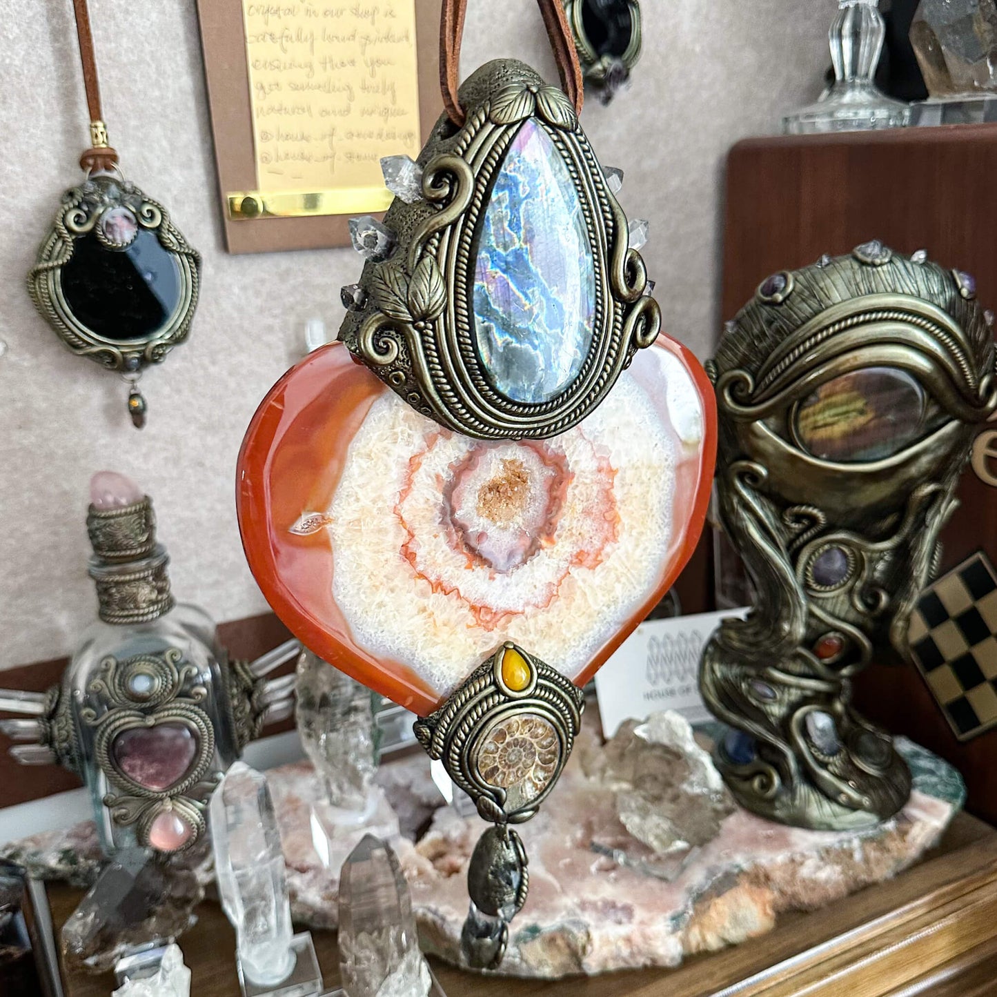 Handmade Natural Carnelian Crystal Wall Hanging Decor/Spiritual Window Interior Room Hangings/Christmas Crystal Door Hanging