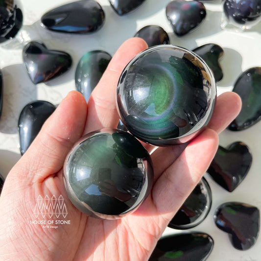 Natural Rainbow Obsidian Sphere/Rare Colorful Obsidian Hand Carved Sphere/Obsidian Sphere/Chakra Healing/AAA