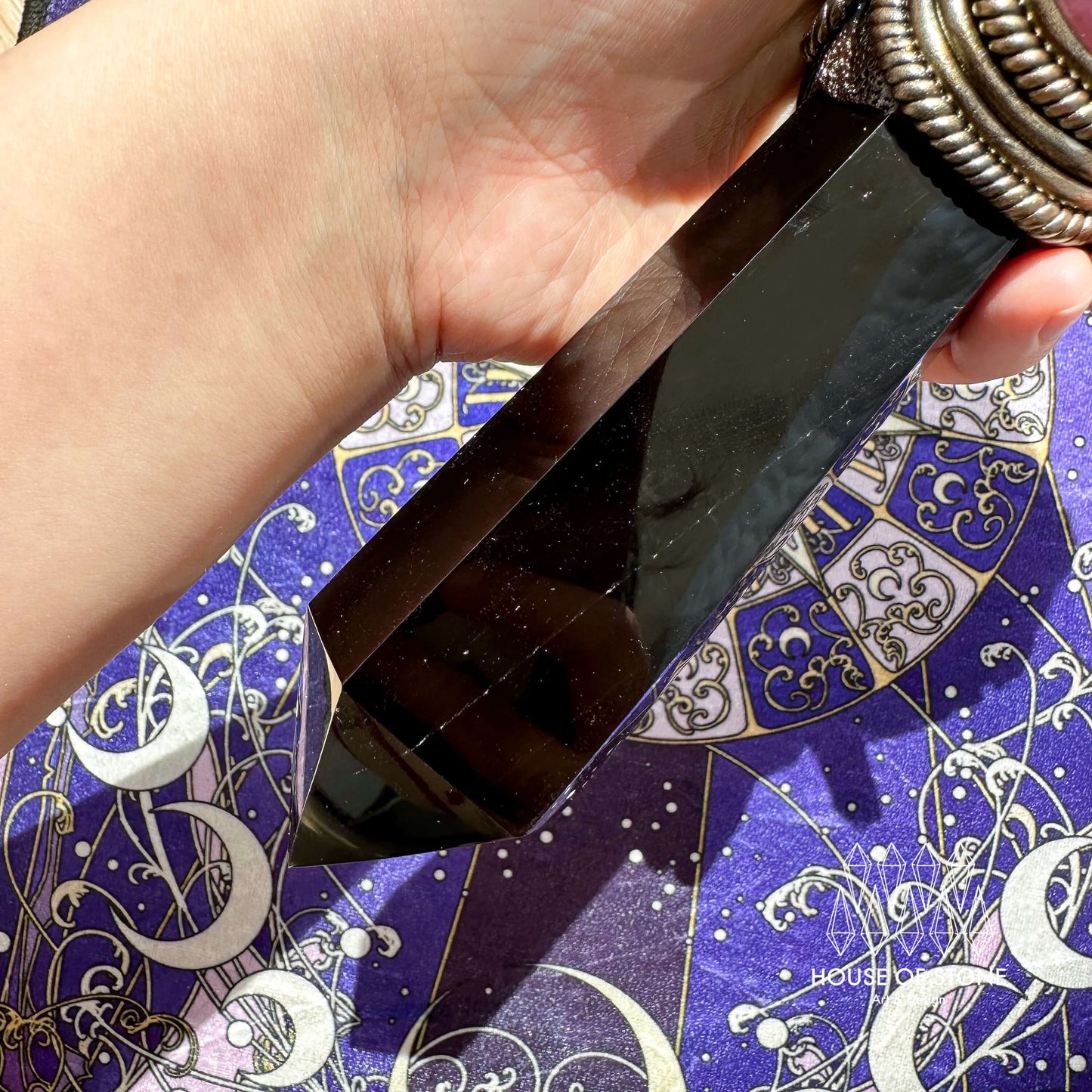 Handmade Natural Black Obsidian Mirror/Magic Obsidian Witch Wand/Crystal Quartz Wand/Scrying Mirror Wand/Root Chakra/Manifest Altar Tool