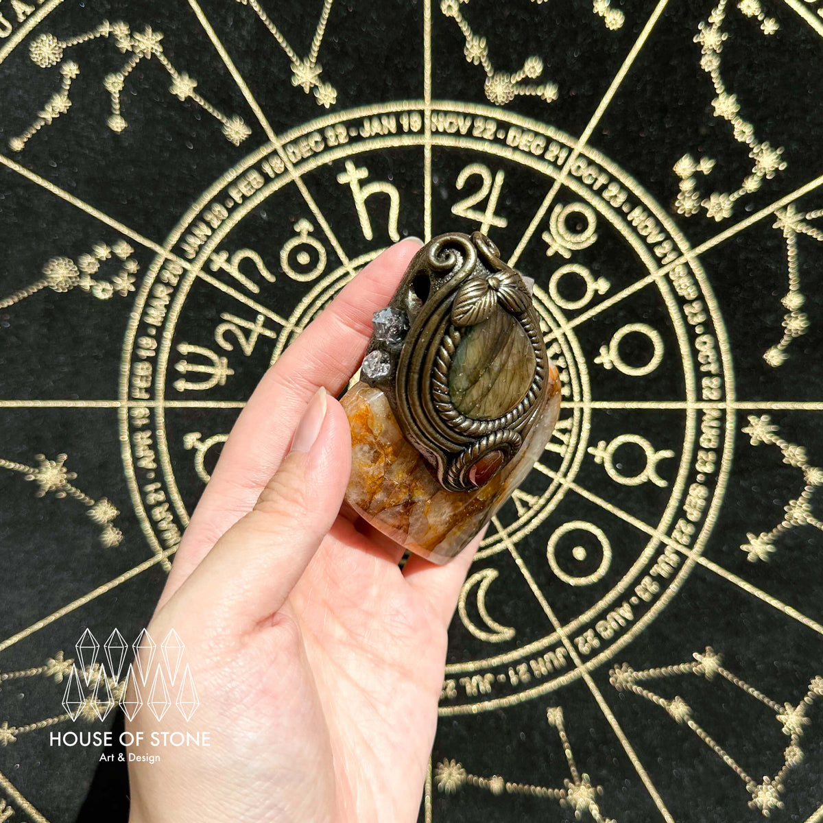 Handmade Natural Golden Healer Pendant Necklace/Magic Quartz Crystal Protection Pendant/Talisman Amulet Jewelry/Chakra/Altar Tool