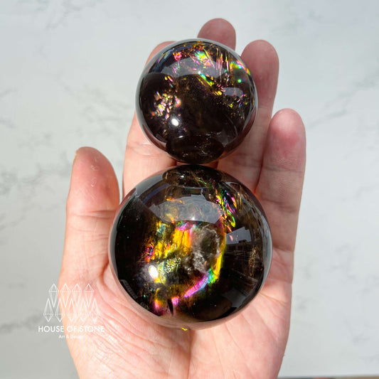 Natural Rainbow Smoky Quartz Sphere/High Quality Smoky Quartz Crystal Sphere/Rare Smoky Quartz Ball/Root Chakra Healing/AAA