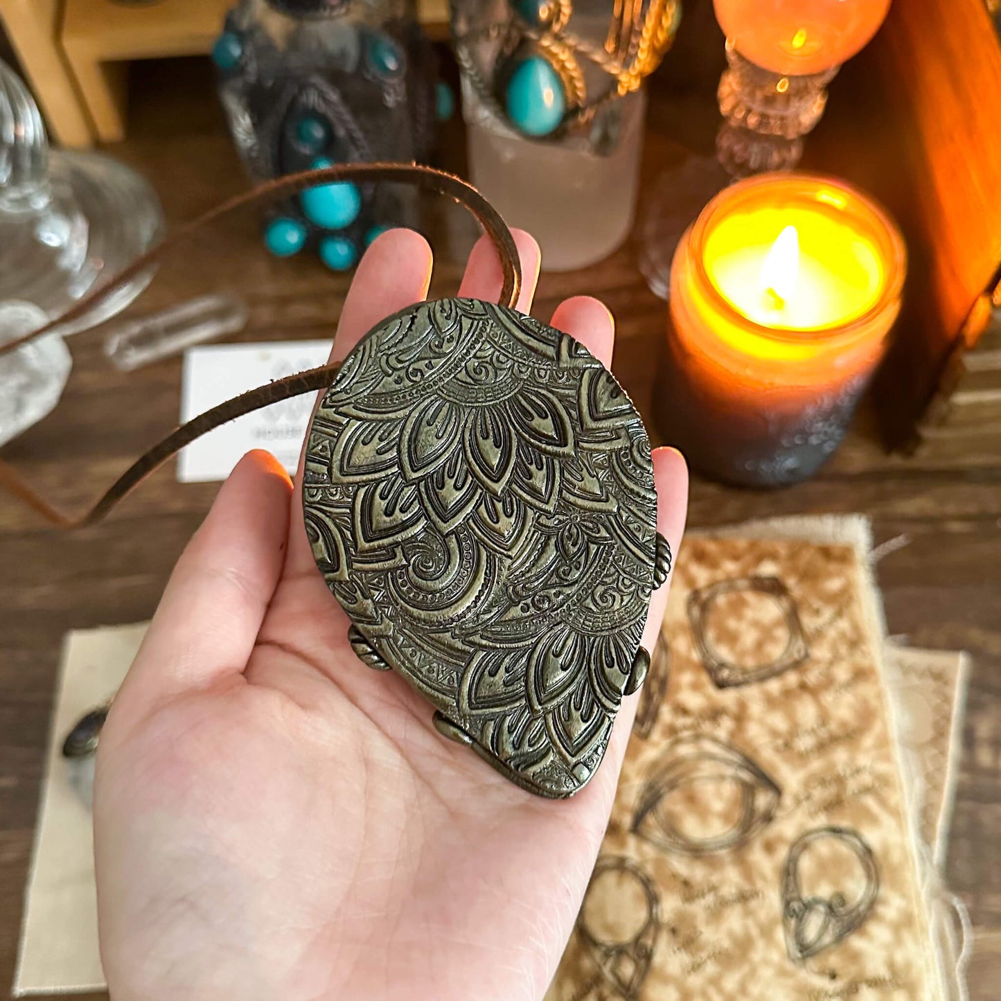 Handmade Natural Black Obsidian Pendant Necklace/Magic Obsidian Mirror Crystal Pendant/Scrying Mirror Talisman Protection Jewelry/Altar Tool