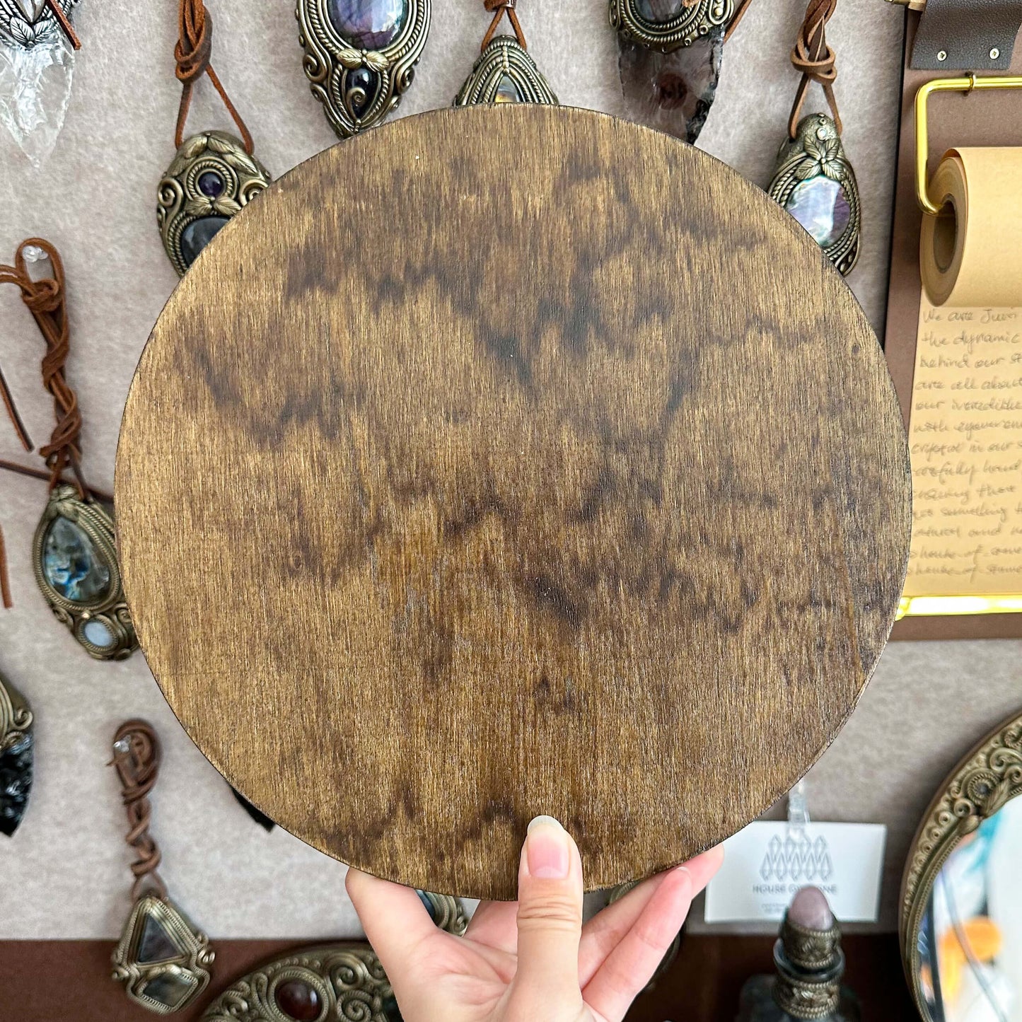 Natural Handmade Crystal Mirror/Magic Crystal Witch Mirror/Labradorite Mirror/Crystal Quartz Mirror/Chakra Healing/Manifest Altar Tool