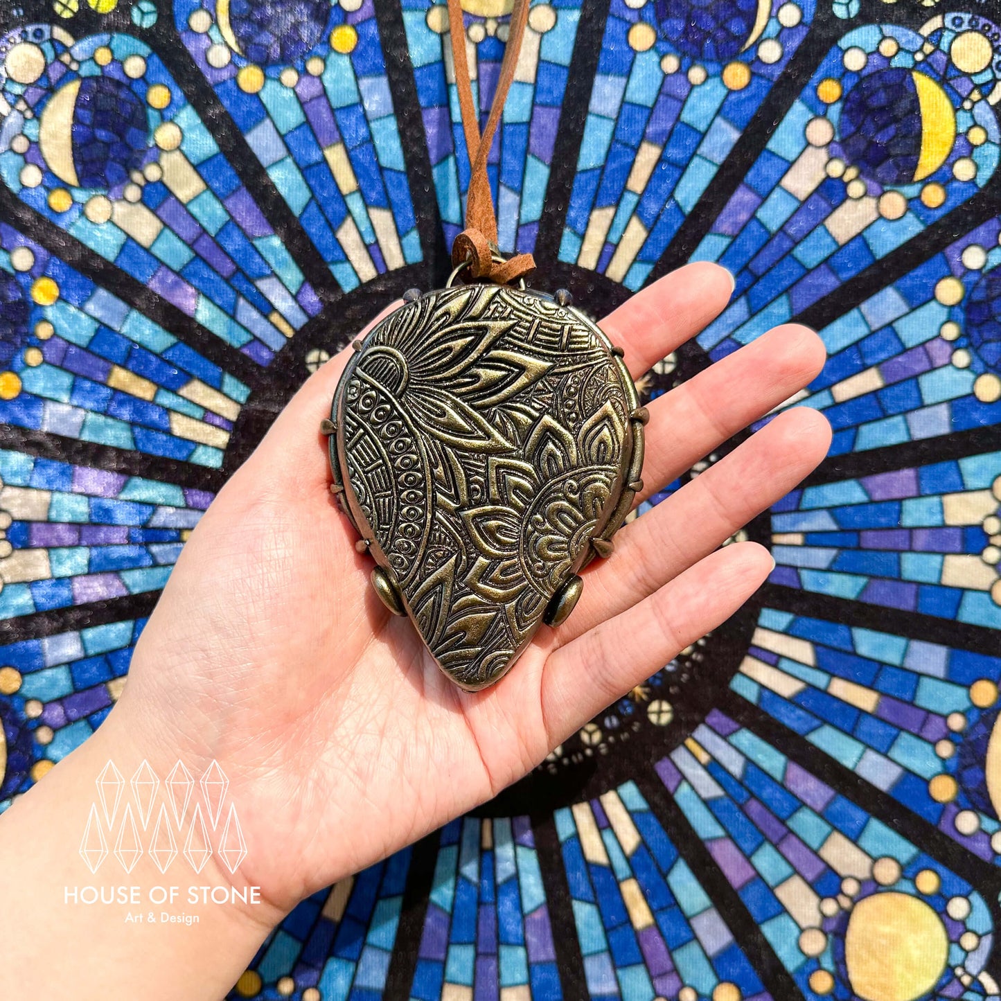 Handmade Natural Black Obsidian Pendant Necklace/Magic Obsidian Mirror Crystal Pendant/Scrying Mirror Talisman Protection Jewelry/Altar Tool