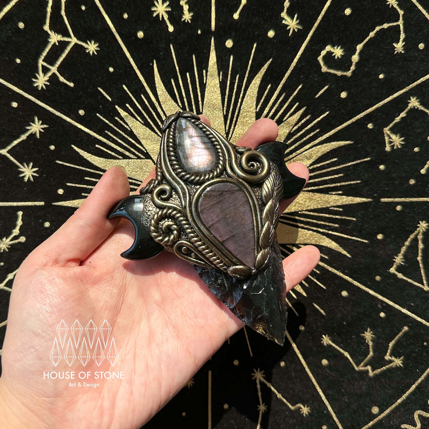 Handmade Natural Black Obsidian Pendant Necklace/Magic Smoky Quartz Crystal Protection Pendant/Talisman Amulet Jewelry/Chakra/Altar Tool