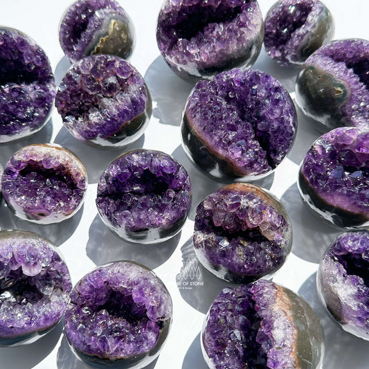 Natural Amethyst Geode Sphere/Druzy Amethyst Crystal Sphere/Amethyst Crystal Cluster Sphere/ChakraHealing/Meditation Tools/AAA