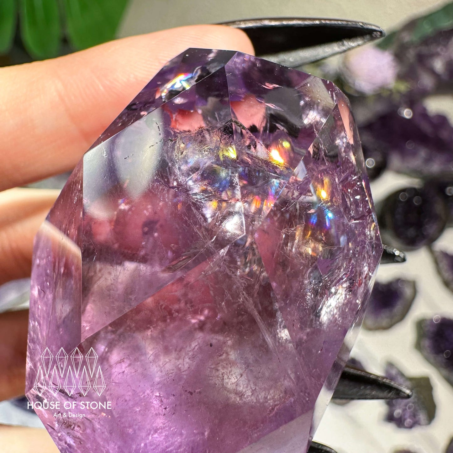 Rainbow Amethyst Faceted Cut Piece/Small Amethyst Freeform Sided/AAA1