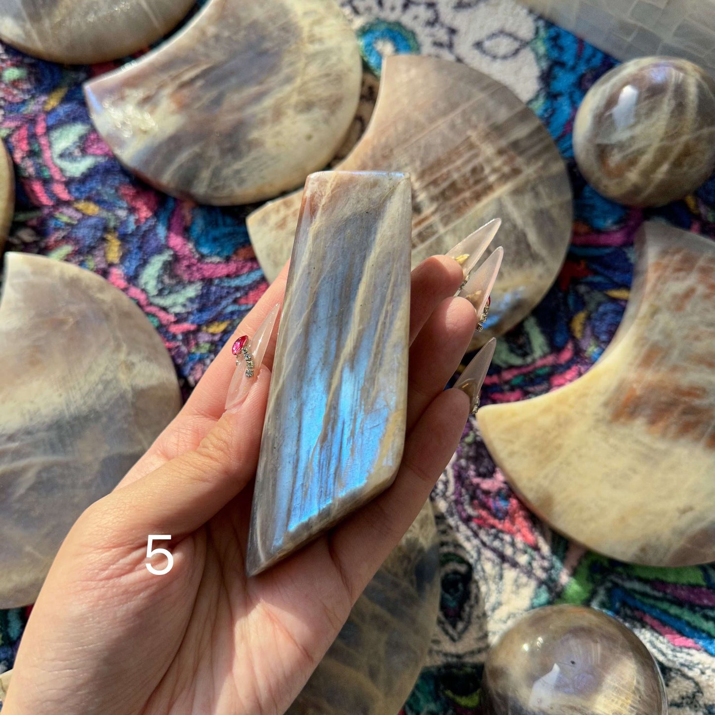 Natural Large Moonstone with Sunstone Carvings/Belomorite Moonstone Freeform/Blue Moonstone Hand Carved/Flash Moonstone/Crown Chakra