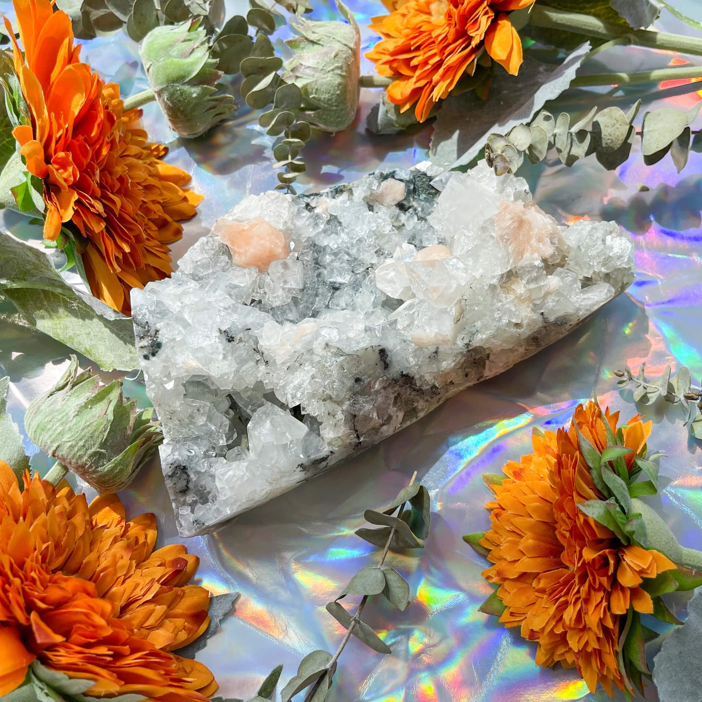 Natural Apophyllite Cluster Specimen/Rare Diamond Clear Apophyllite Specimen From India