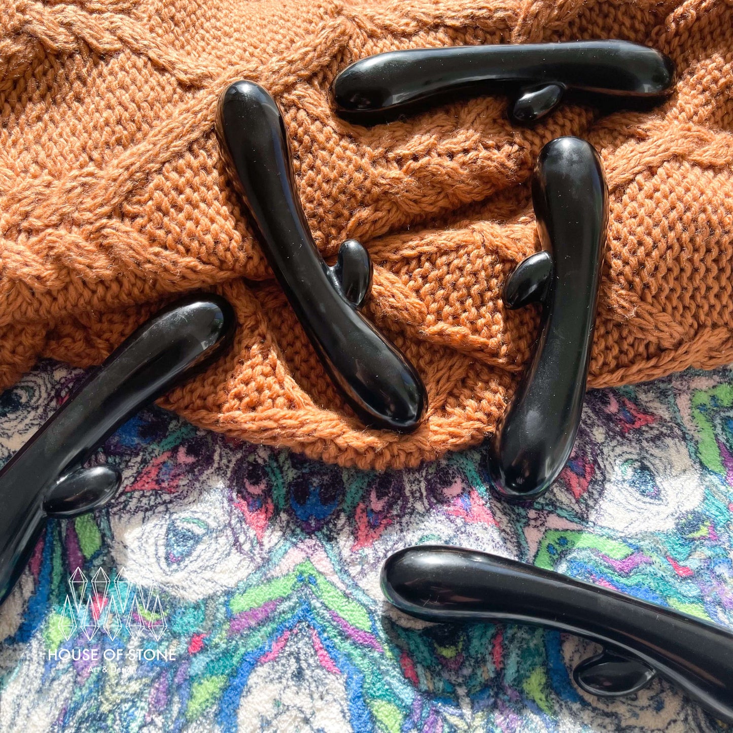 Natural Black Obsidian Massage Wand/Gemstone Crystal Massage Wand/Self-love Healing Crystal Wand