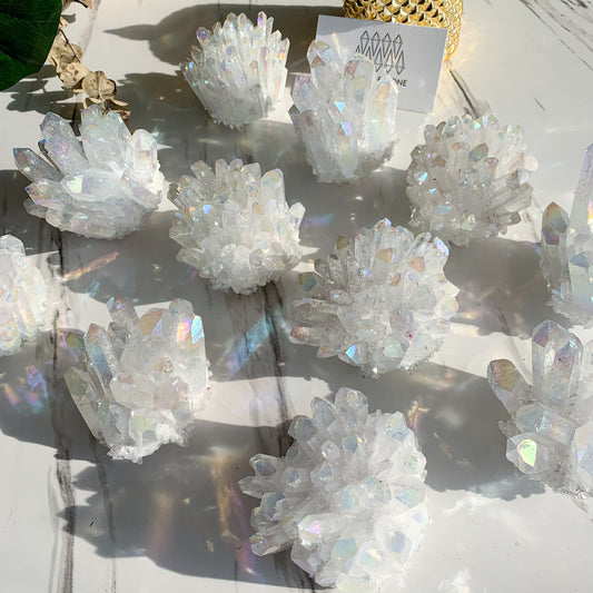 Angel Aura Quartz Cluster/Raw Rainbow Crystal Cluster/High Quality Aura Cluster