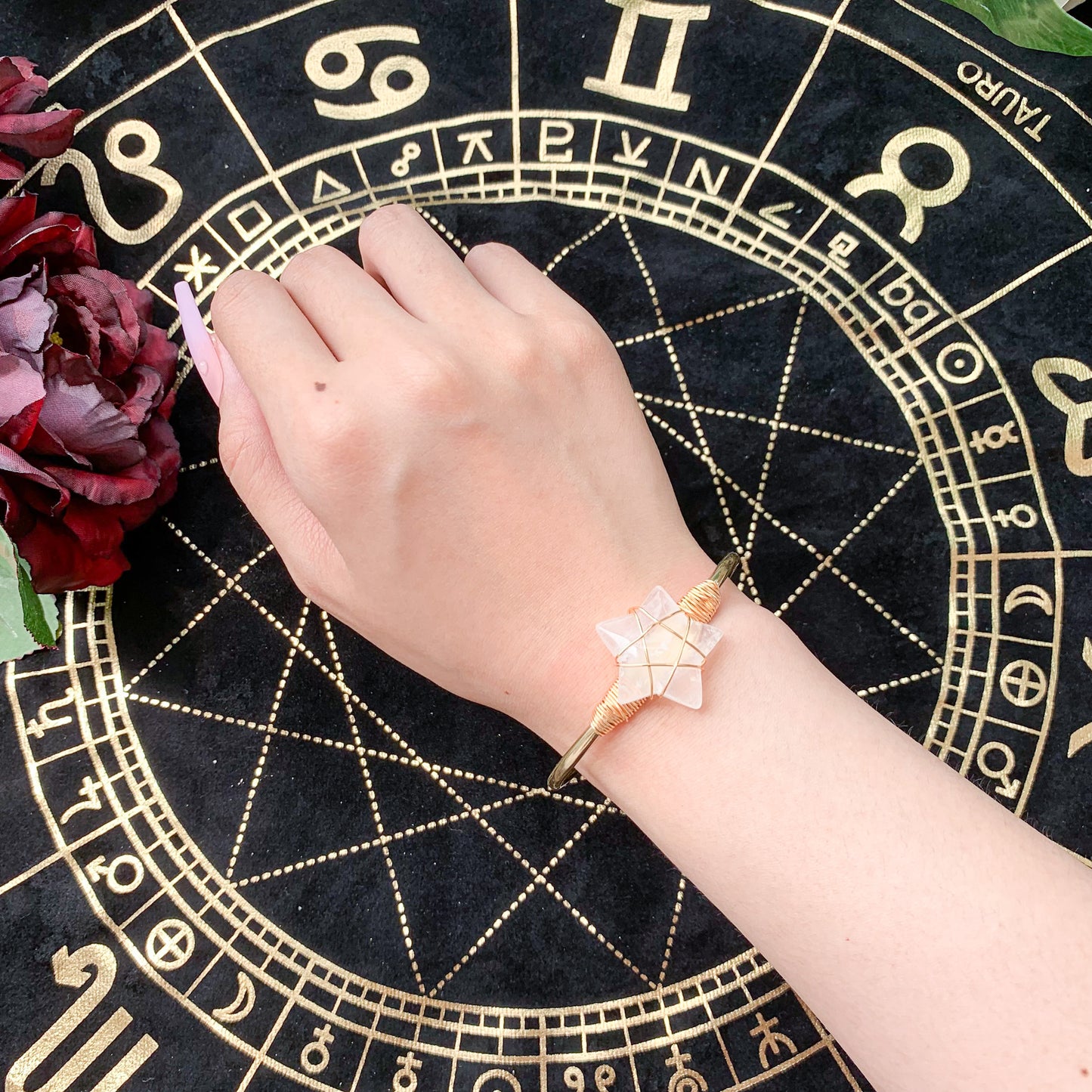 Natural Star Crystal Bracelet/Wire Wrapped Crystal Bracelet/Star Gemstone Wire Wrapped Crystal Jewelry