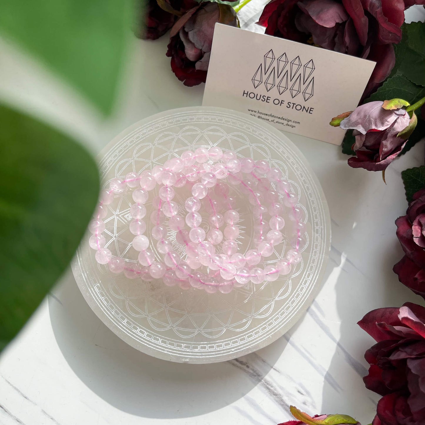 Natural Rose Quartz Bracelet/Rose Quartz Jewelry/Rose Quartz Beads Bracelet