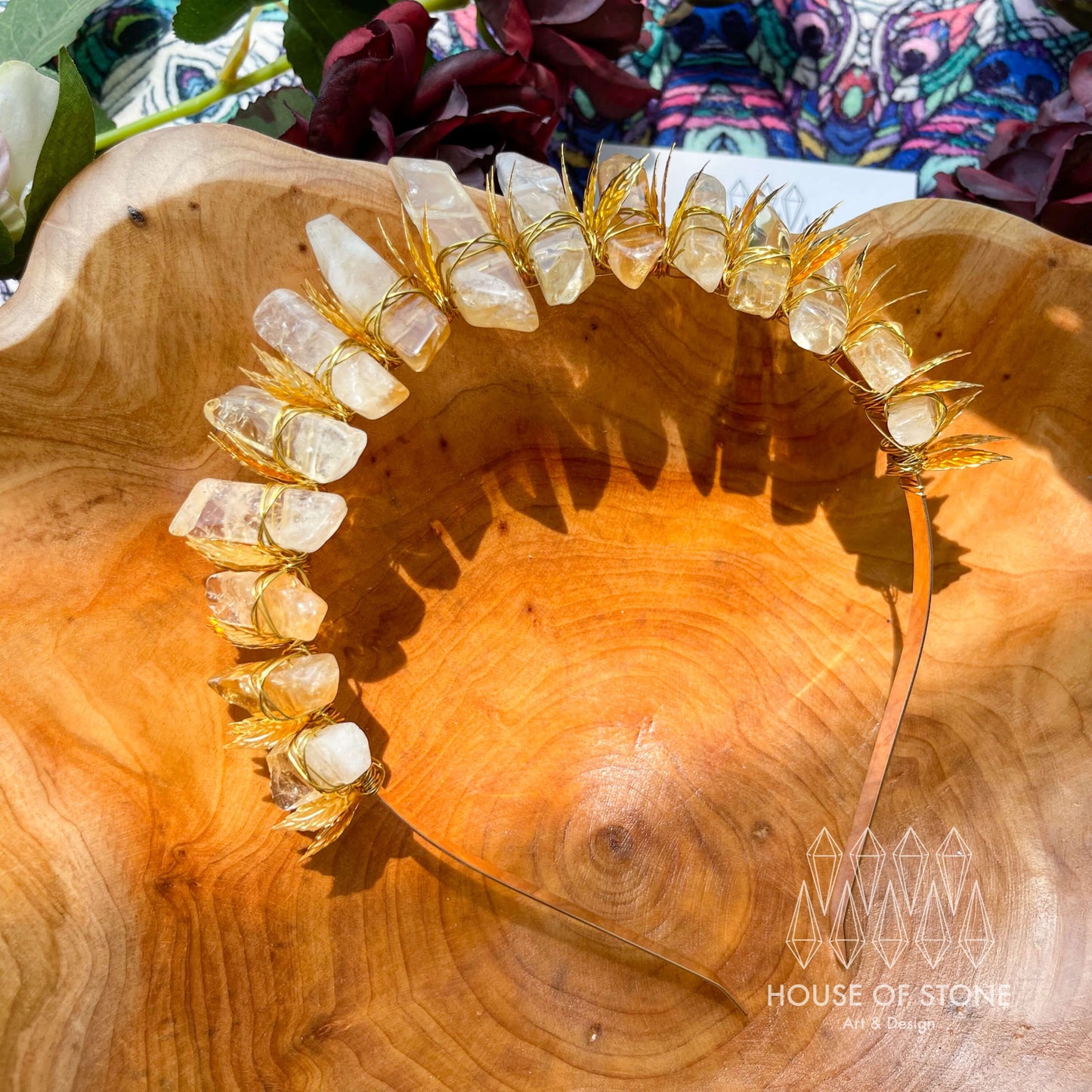 Natural Citrine Crystal Quartz Crown/Leaf Tiara Healing Hair Crown/Wedding Bride Jewelry Headband Gift/Wire Wrapped Crown