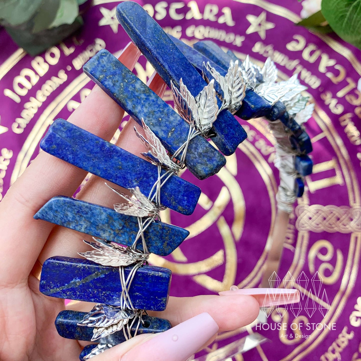 Natural Lapis Lazuli Crystal Crown/Gemstone Crown/Tiara Healing/Wedding Bride Jewelry Headband Gift