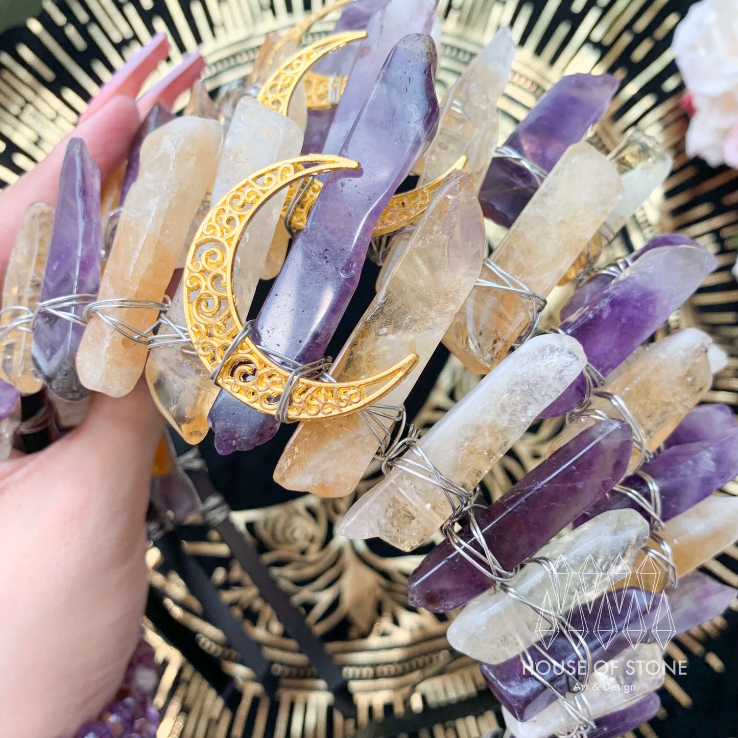 Natural Amethyst Citrine Crystal Quartz Crown/Tiara Healing Hair Crown/Wedding Bride Jewelry Headband Gift/Wire Wrapped Crown
